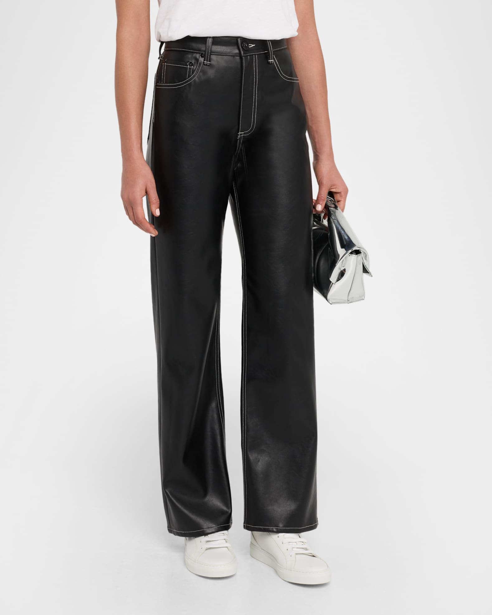 Rag & Bone Shea Straight Faux-Leather Pants | Neiman Marcus display picture 1