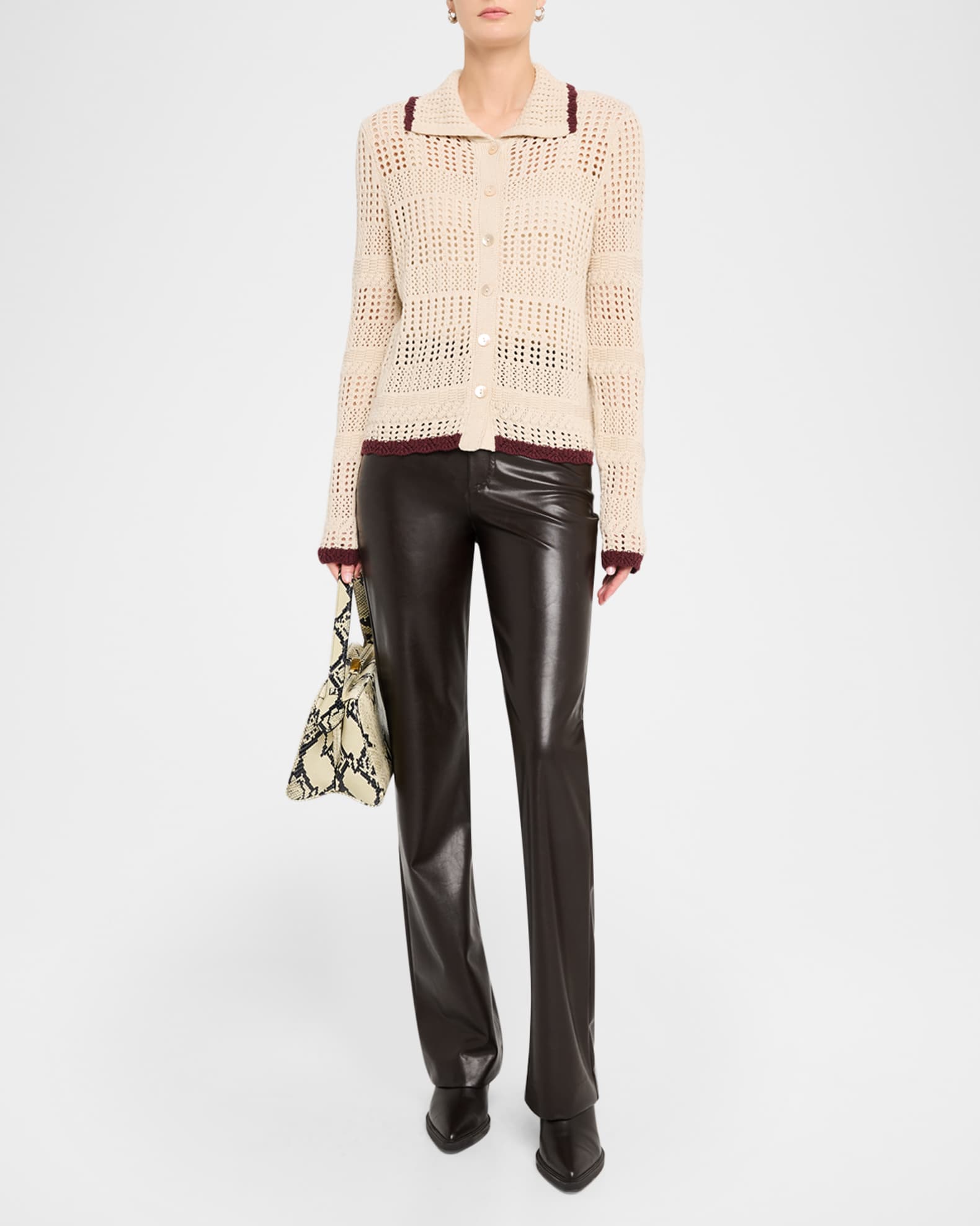 Cotton pointelle cardigan