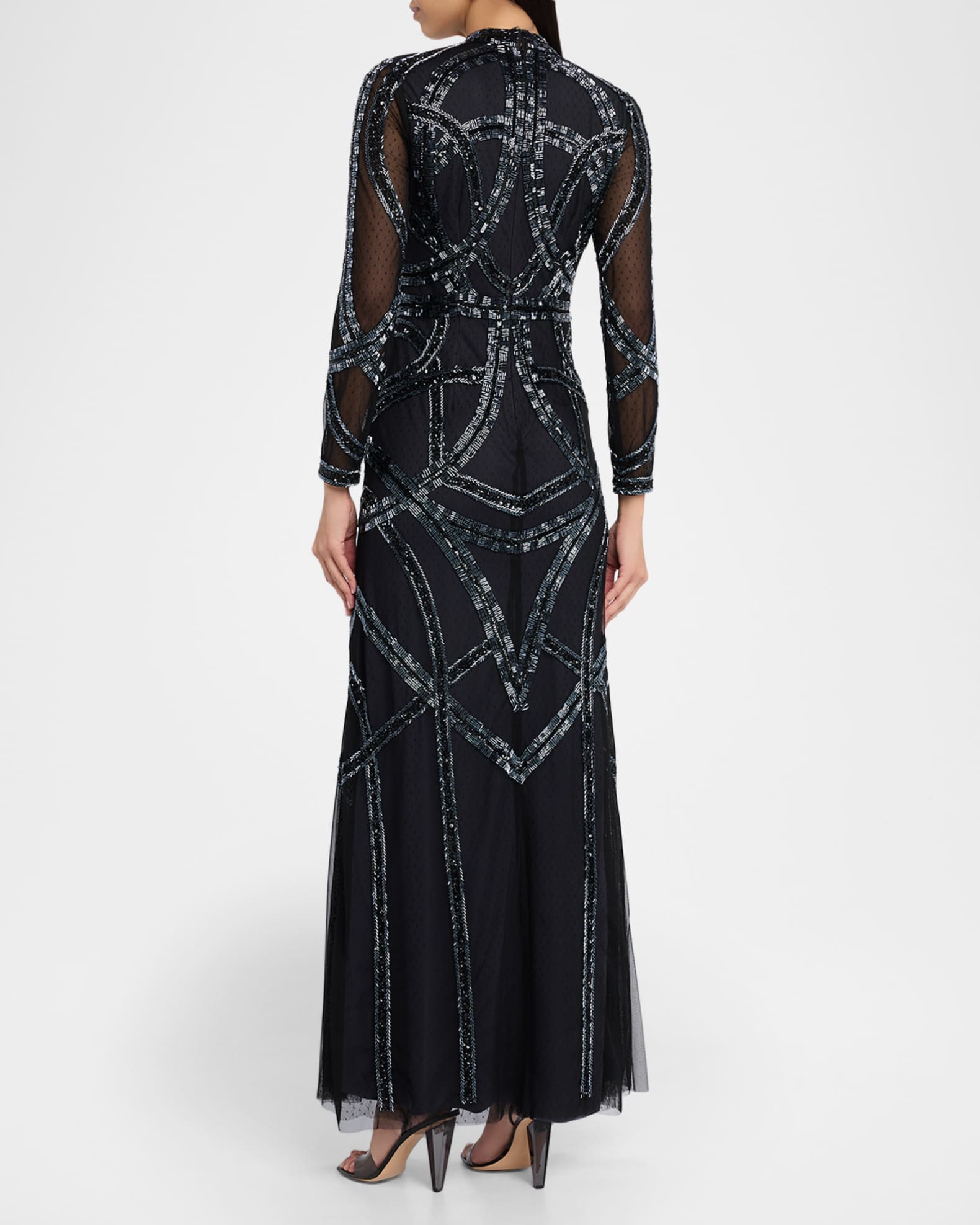 illusion lace dress Illusion Neck Beaded Flower Lace Shimmery Wedding Dress main image 1