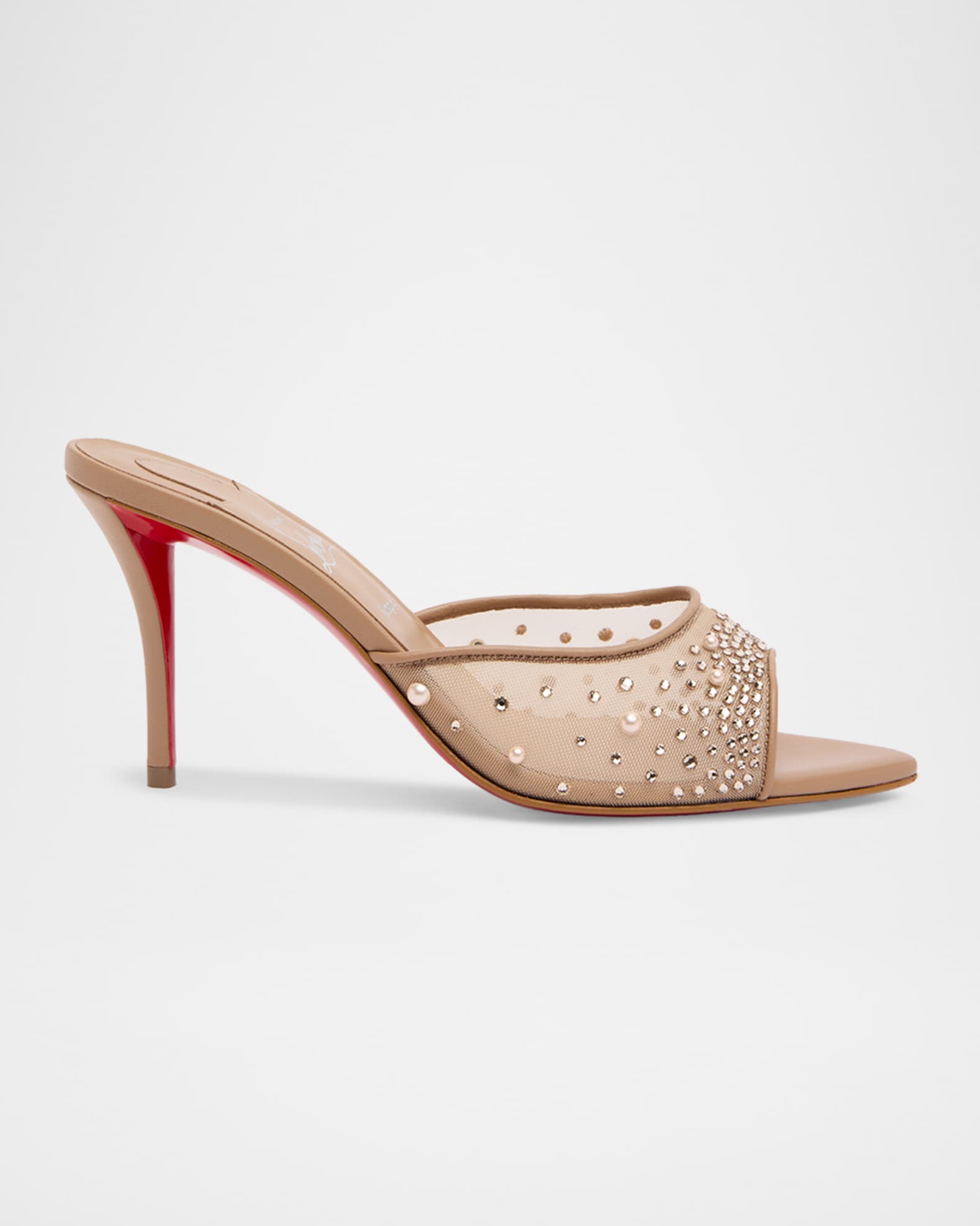 Christian Louboutin 80mm Miss Z Degrasstrass Perla Mules | Neiman