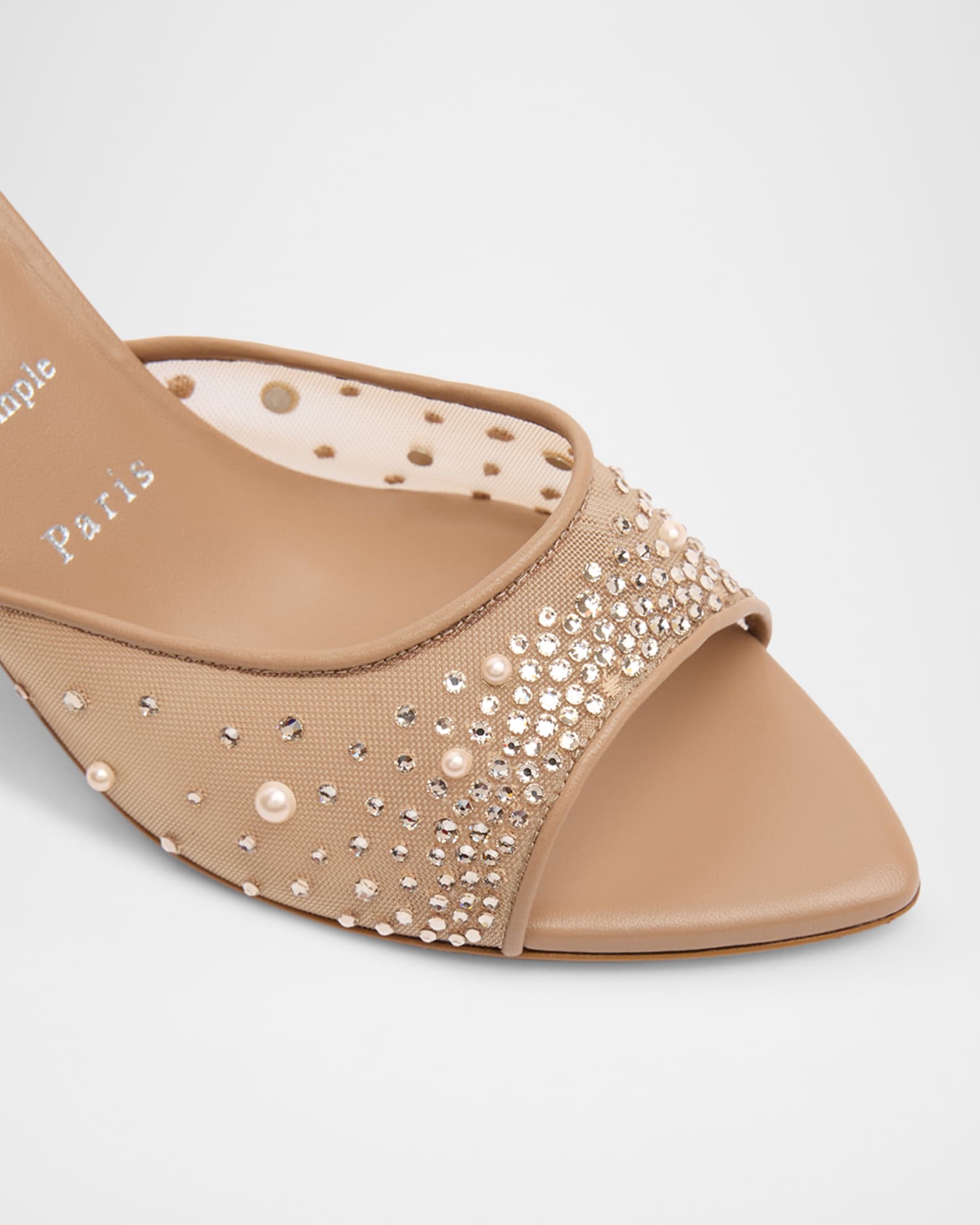 Christian Louboutin 80mm Miss Z Degrasstrass Perla Mules | Neiman
