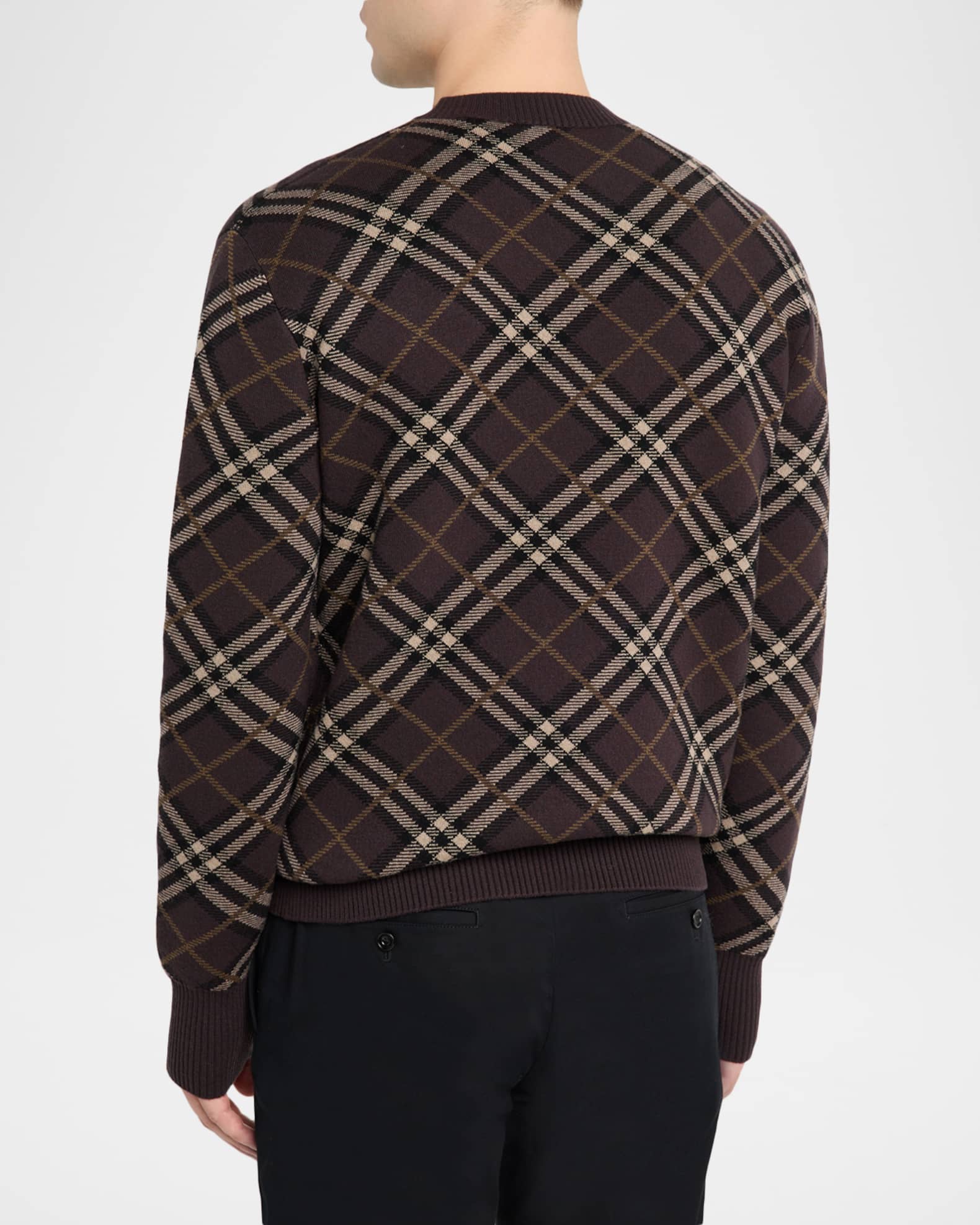Burberry Men's Gregory Check Wool and Cashmere Crewneck Sweater ...
