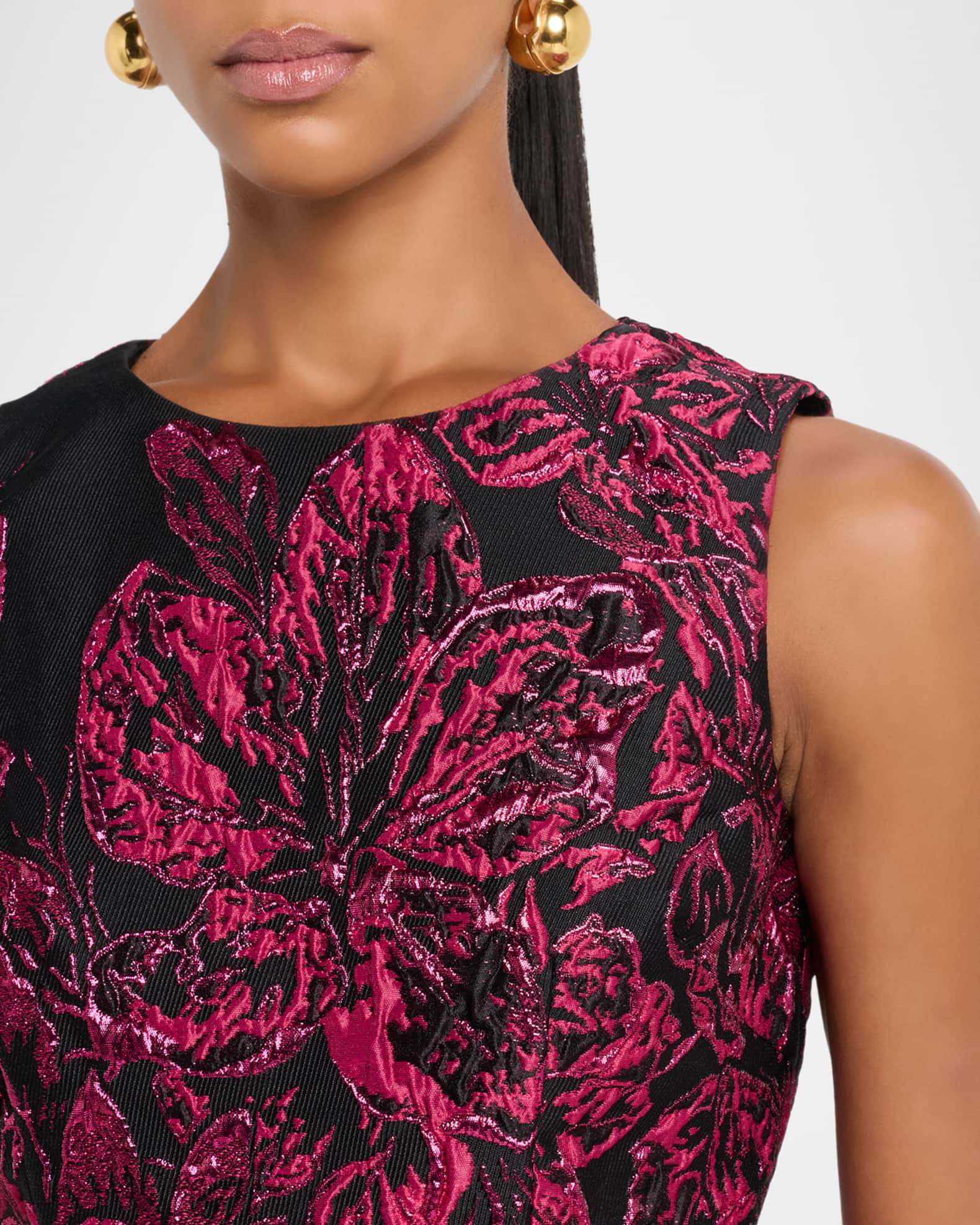 jacquard floral tube fit and flare mini dress Jacquard Floral Mini Dress main image 0