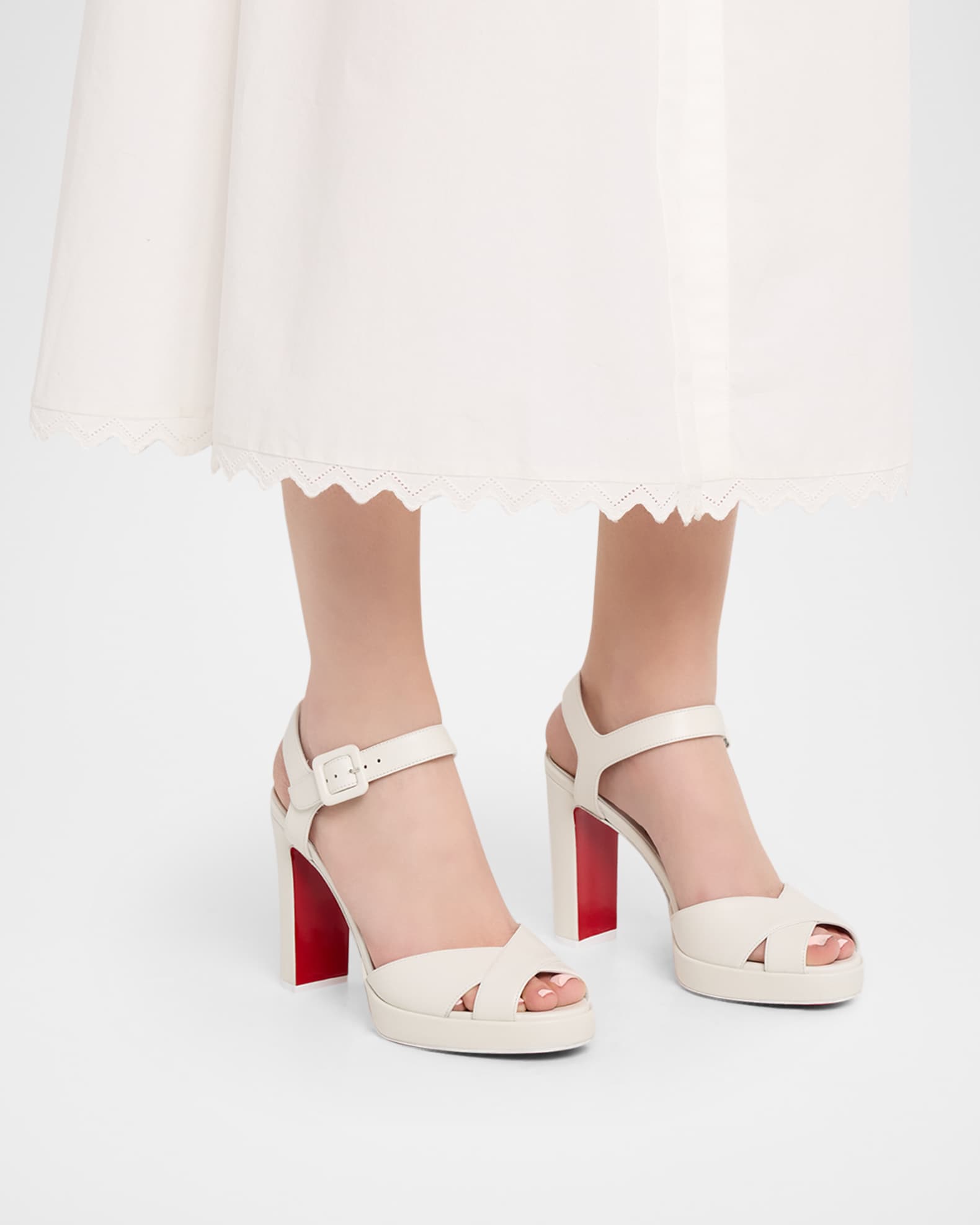 Christian Louboutin 100mm Cora Leather Sandals | Neiman Marcus