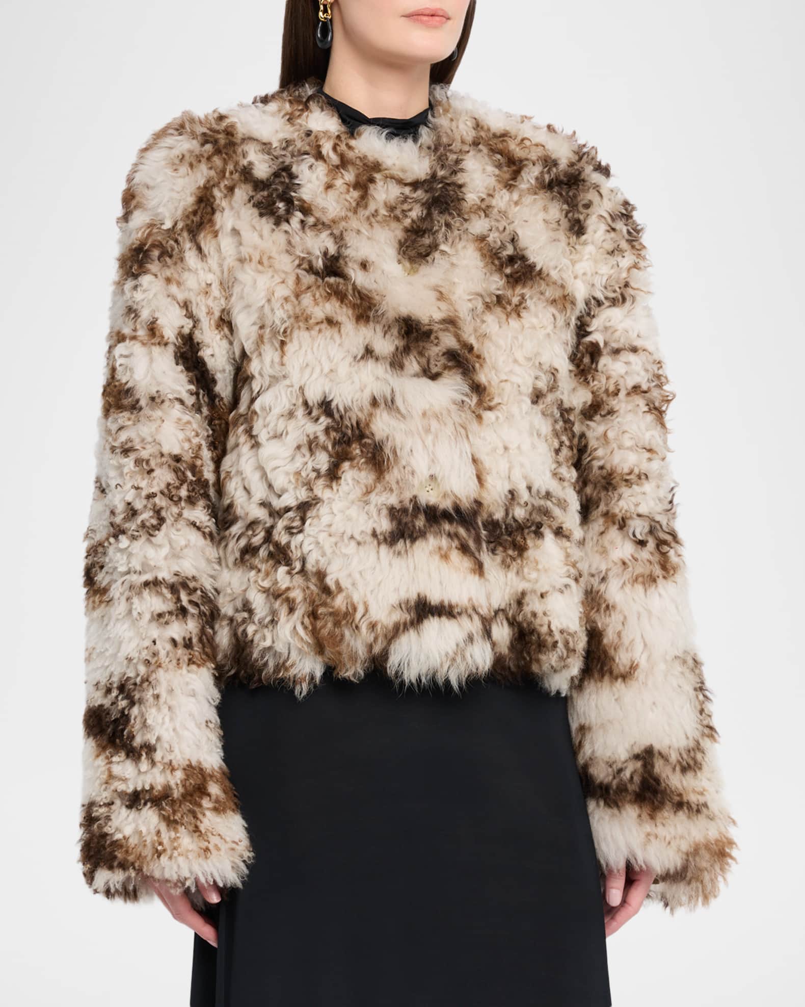 Ulla Johnson Irina Reversible Spotted Shearling Coat | Neiman Marcus