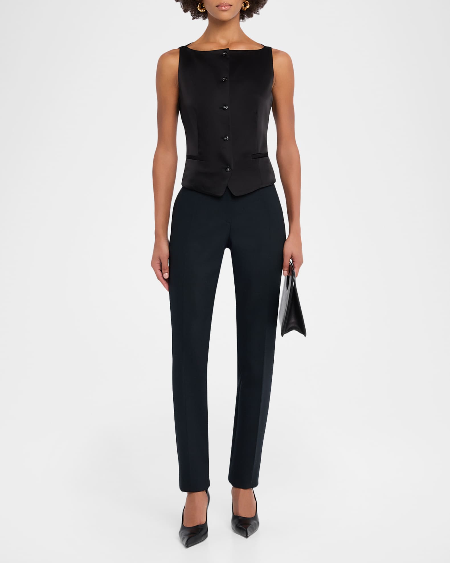 Theory Satin Boat-Neck Vest | Neiman Marcus