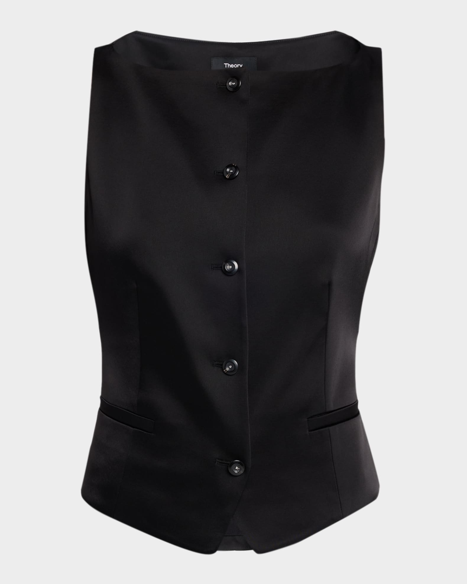 Theory Satin Boat-Neck Vest | Neiman Marcus