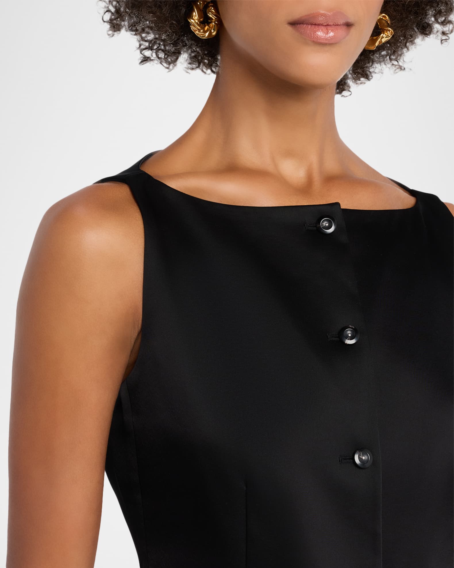 Theory Satin Boat-Neck Vest | Neiman Marcus