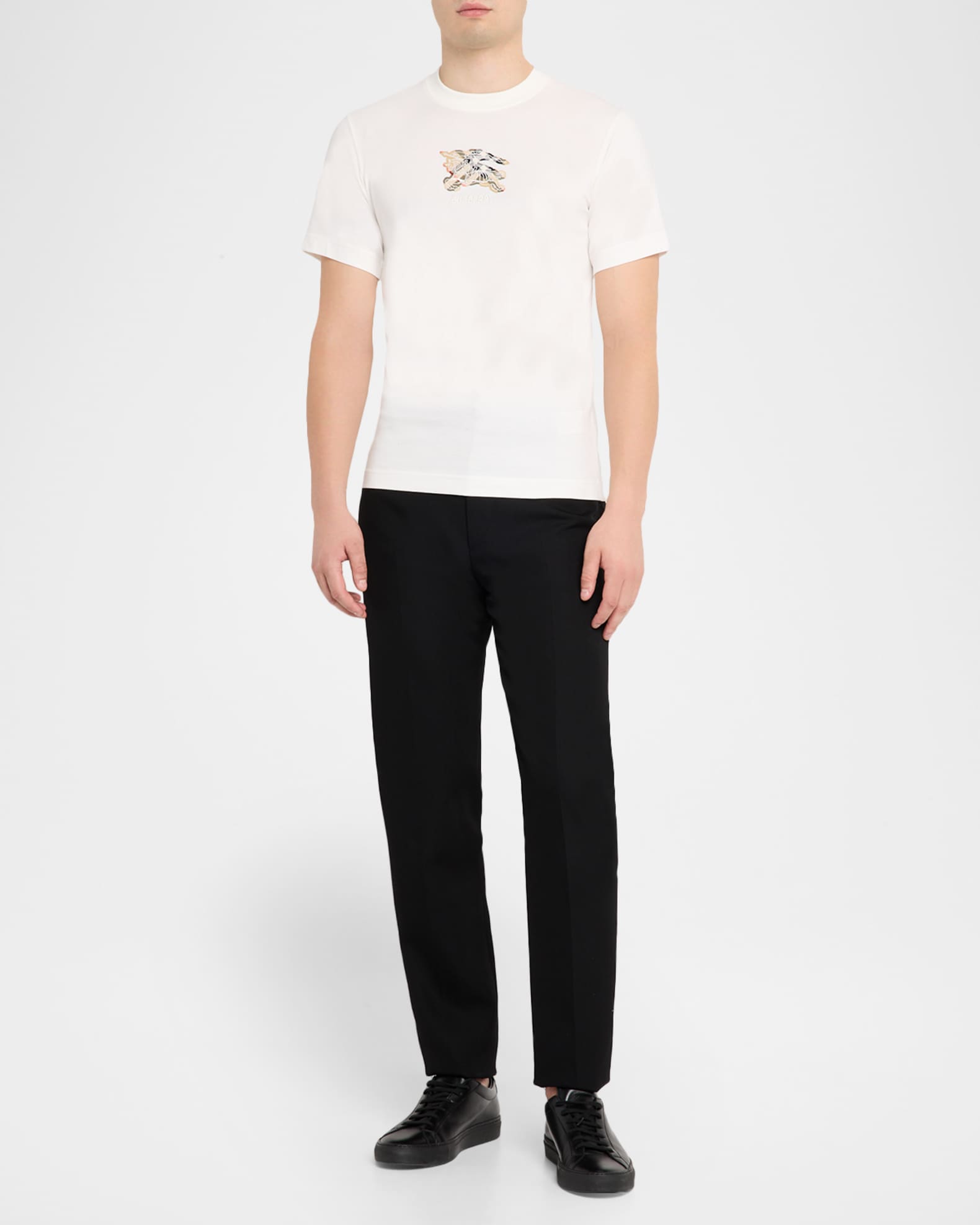 Burberry Men's Embroidered EKD Check Logo Slim-Fit Cotton T-Shirt