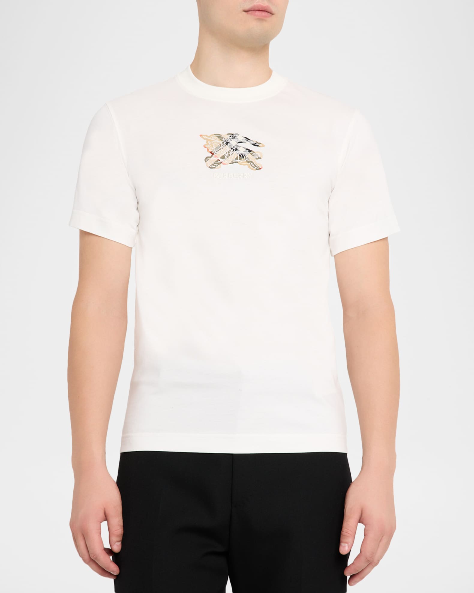 Burberry Men's Embroidered EKD Check Logo Slim-Fit Cotton T-Shirt