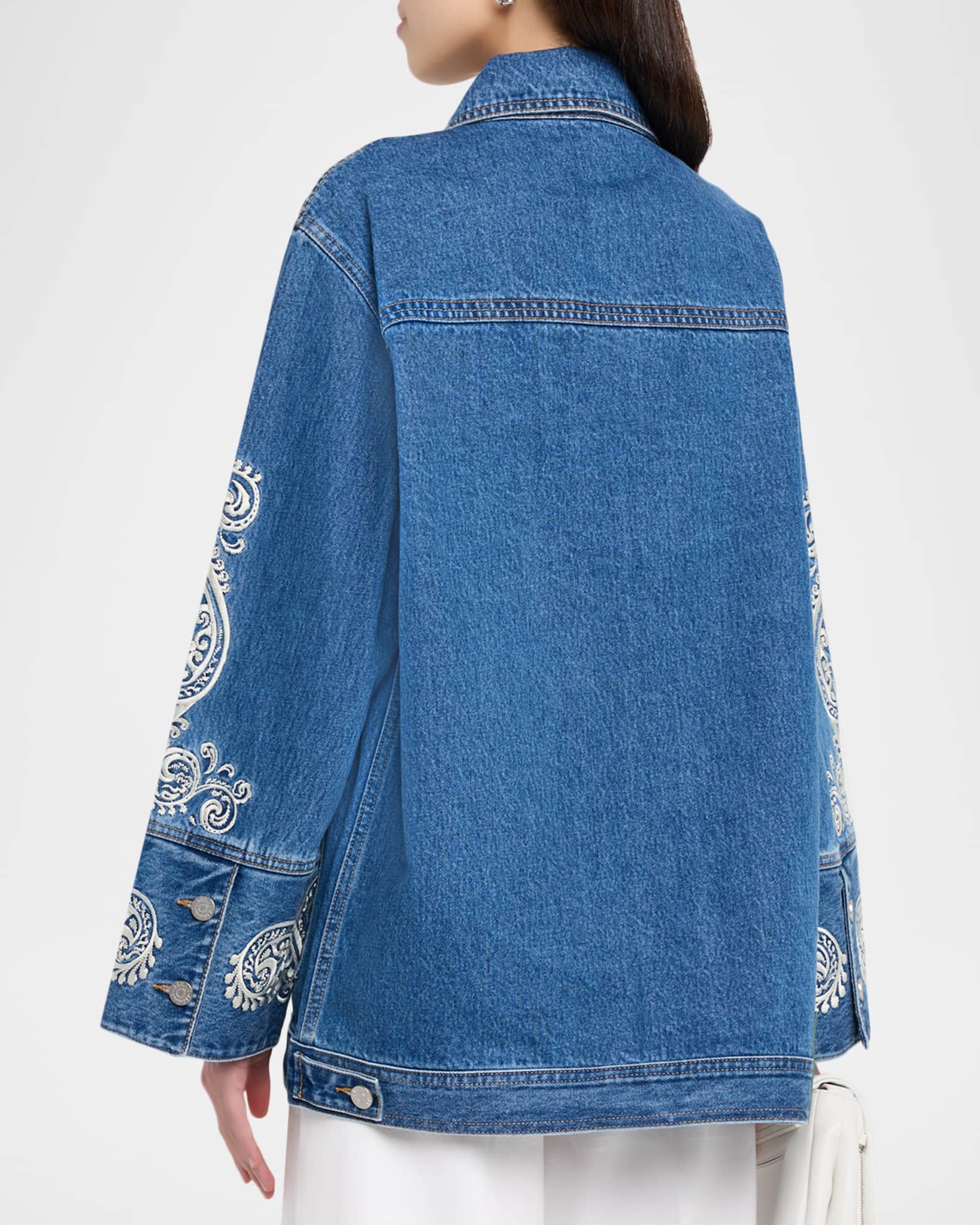 ALEMAIS Jacones Embroidered Denim Jacket | Neiman Marcus
