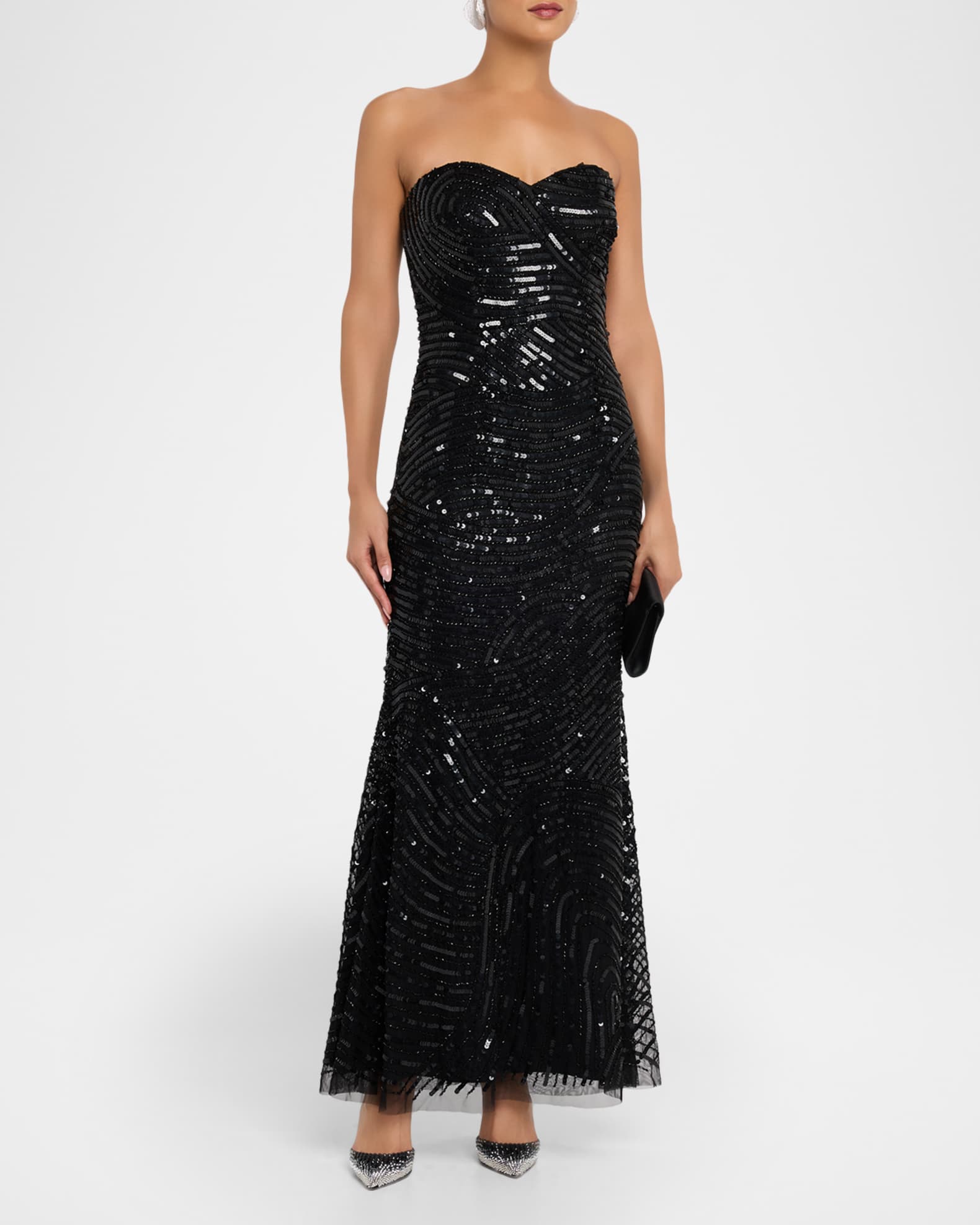 Aidan Mattox Strapless Bead Sequin Column Gown Neiman Marcus