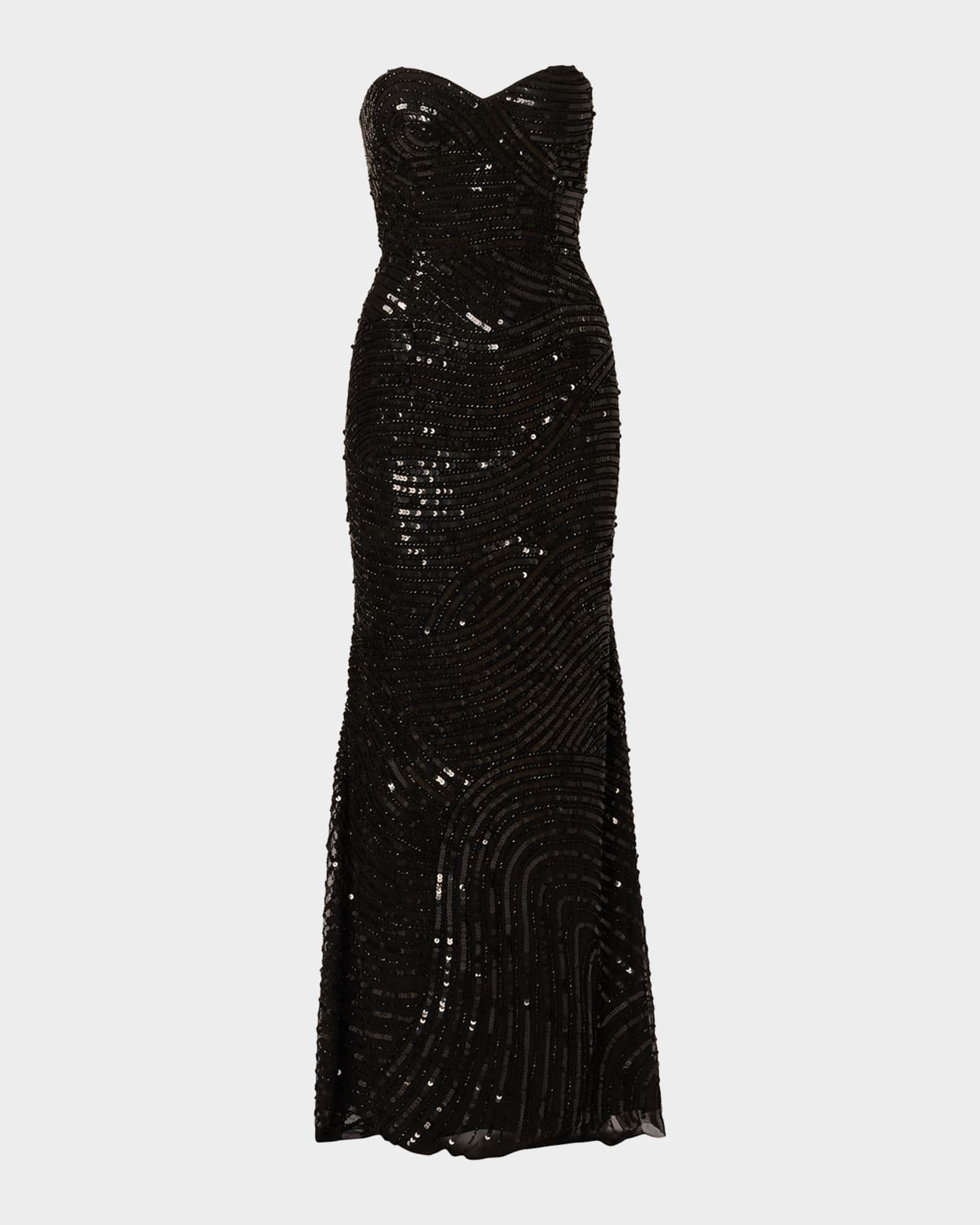 Aidan Mattox Strapless Bead & Sequin Column Gown | Neiman Marcus