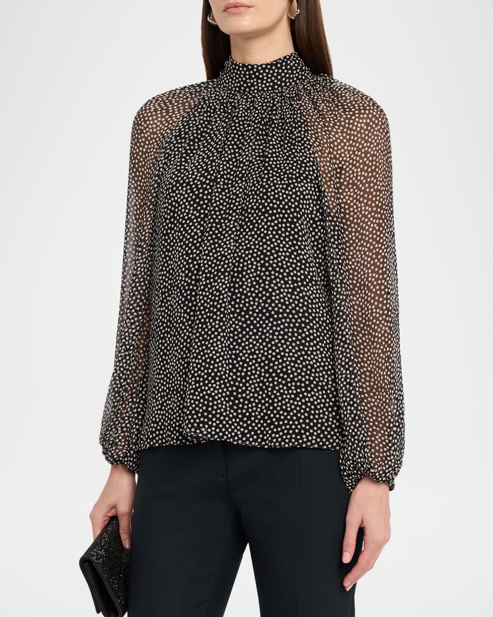 Ramy Brook Suzanne Polka-Dot Silk Blouse | Neiman Marcus