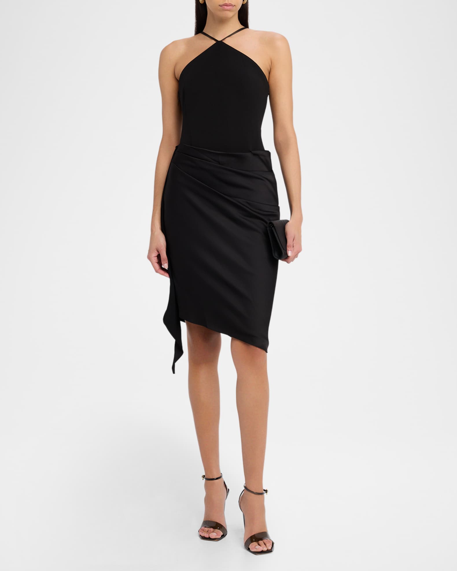 スーツ・フォーマル・ドレス ANDRESD drape dress BLACK Aidan Mattox Draped High-Low Halter Midi Dress | Neiman Marcus