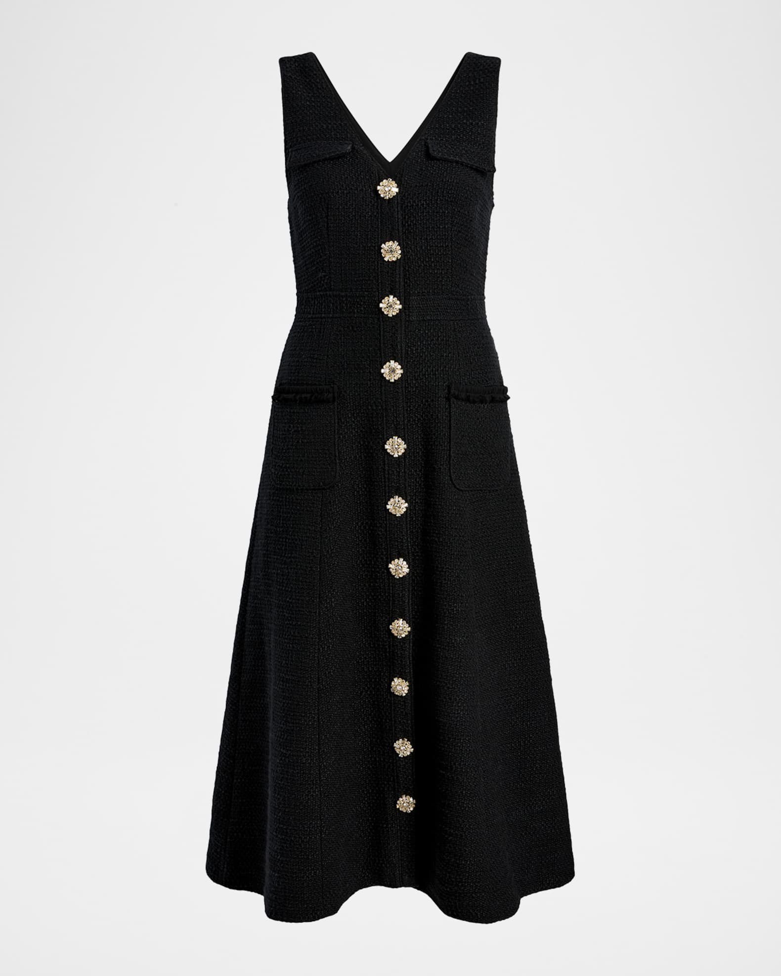knee length dresses for ladies Brook Tweed Button Down Midi Dress Black / XL by Sugarlips main image 0