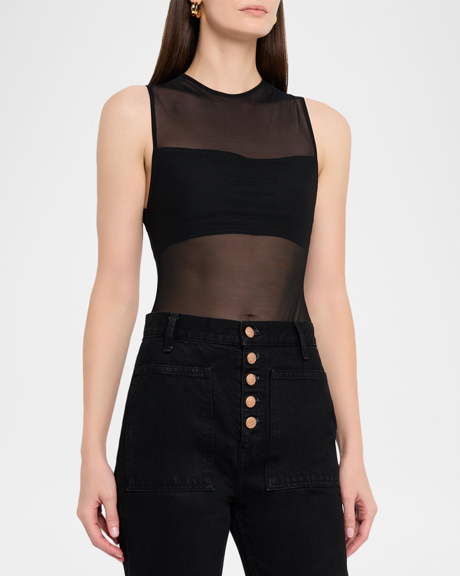 ALICE + OLIVIA Mesh Bandeau Bodysuit | Neiman Marcus