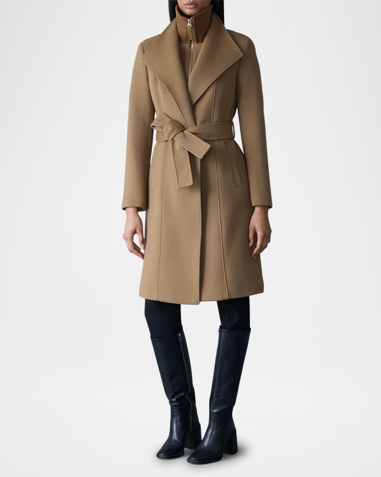 Mackage Norita-Z Wool Wrap Coat with Removable Bib | Neiman Marcus