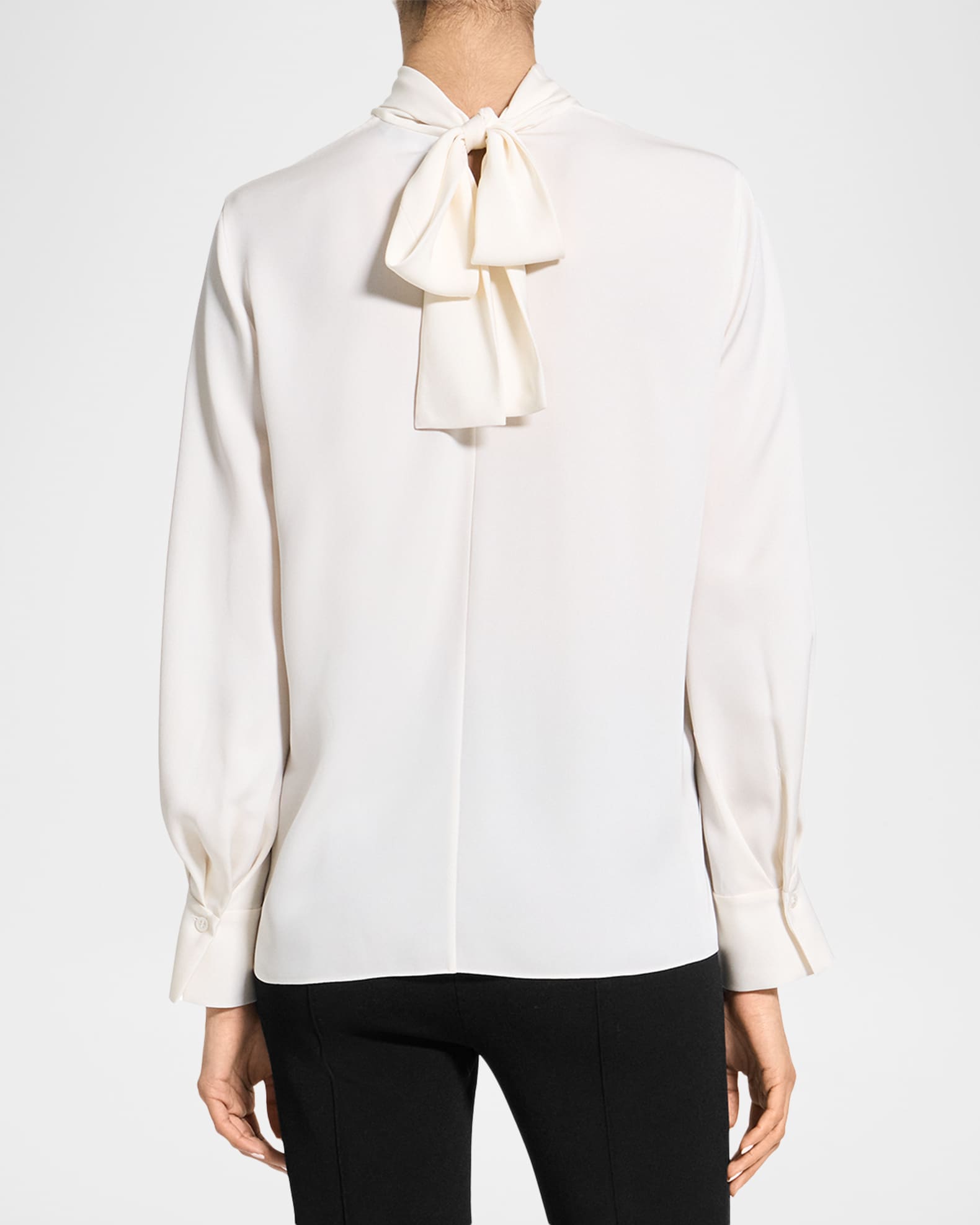 Theory Prime ette Tie Blouse Sアイボリー Theory Long-Sleeve Silk Tie-Neck Blouse | Neiman Marcus