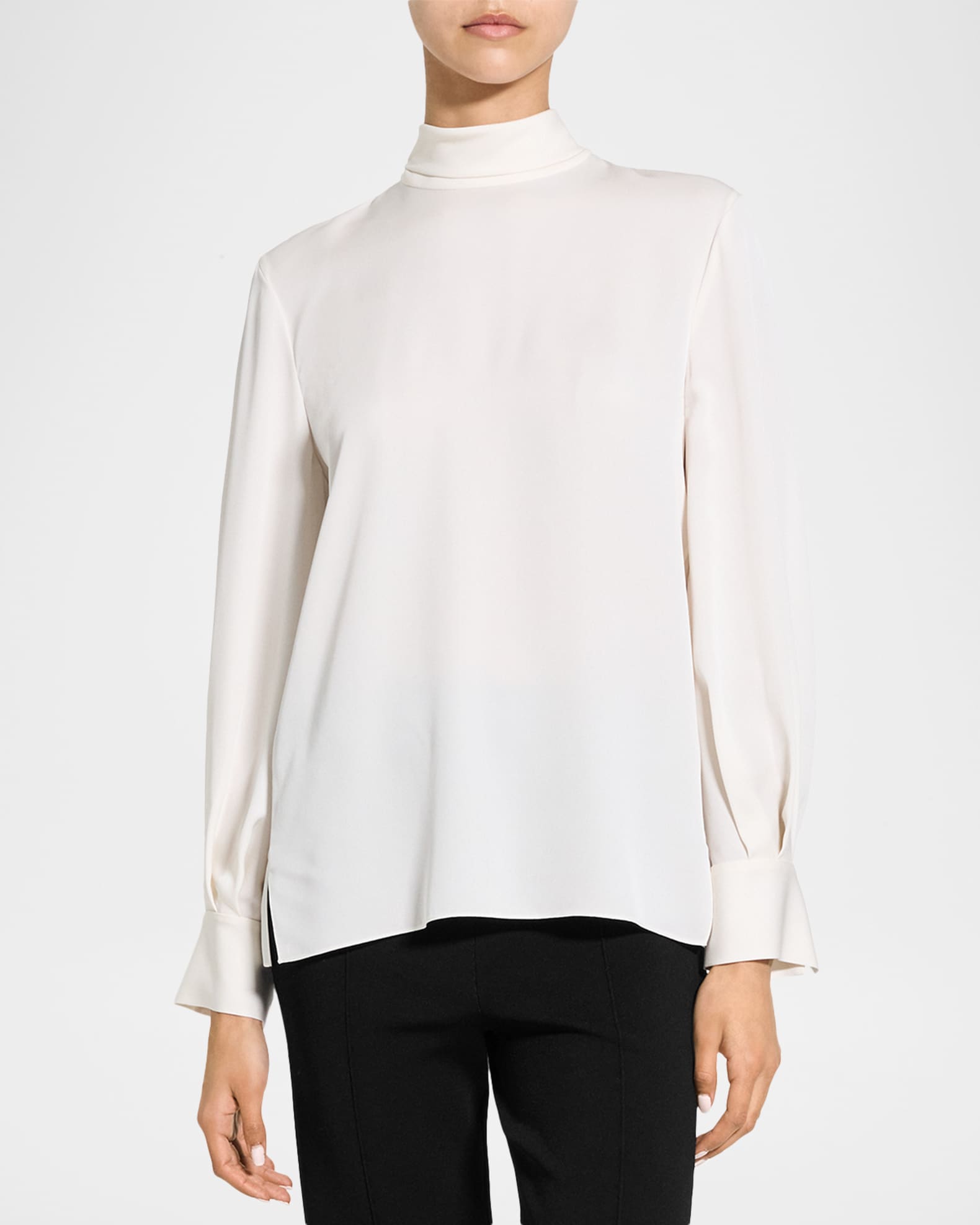 Theory Long-Sleeve Silk Tie-Neck Blouse | Neiman Marcus