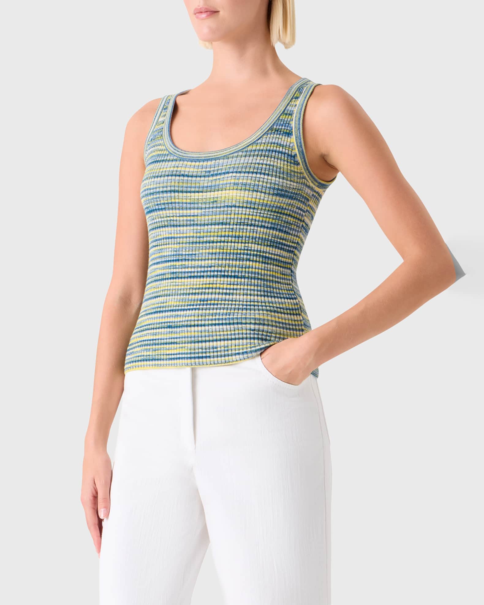 Akris punto Space-Dye Merino Rib Knit Tank Top | Neiman Marcus