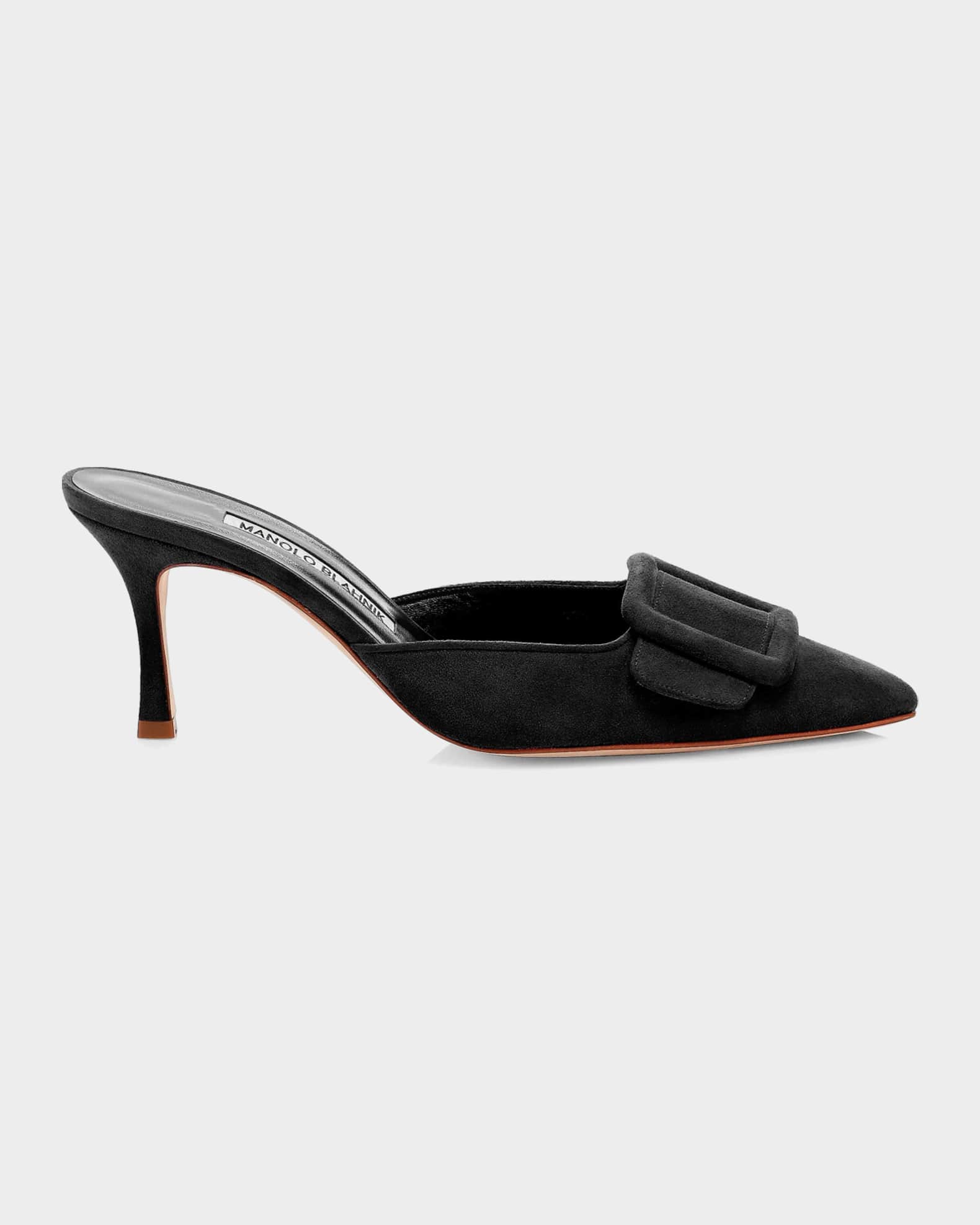 n*a様 MANOLO BLAHNIK MAYSALE Manolo Blahnik 70mm Maysale Suede Buckle Mules | Neiman Marcus