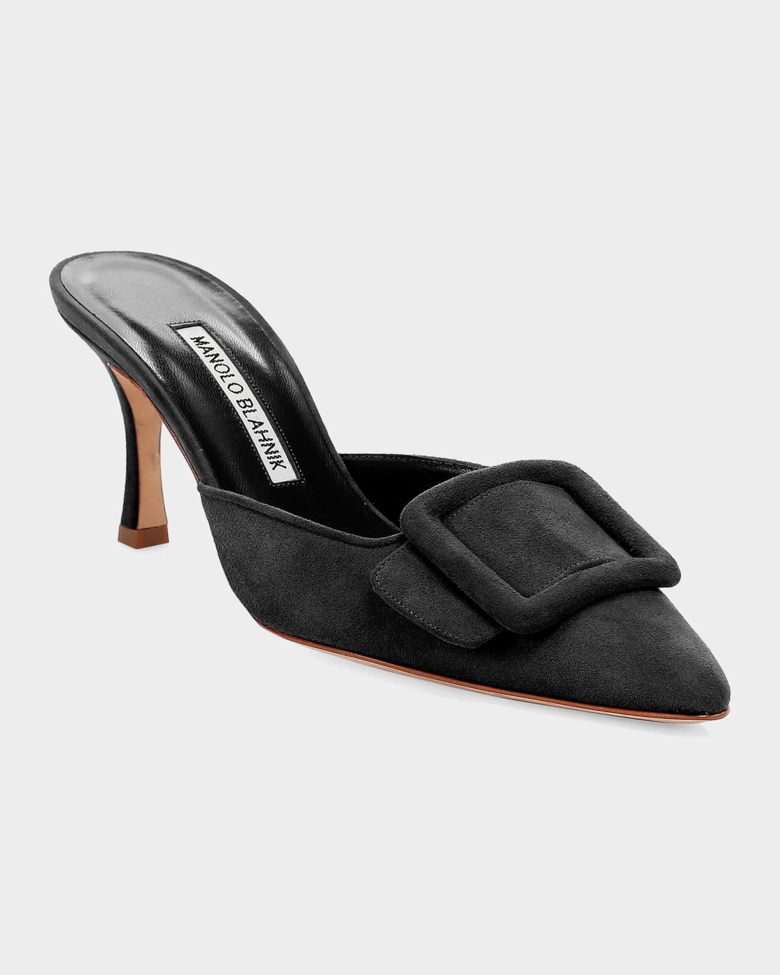 n*a様 MANOLO BLAHNIK MAYSALE Manolo Blahnik 70mm Maysale Suede Buckle Mules | Neiman Marcus