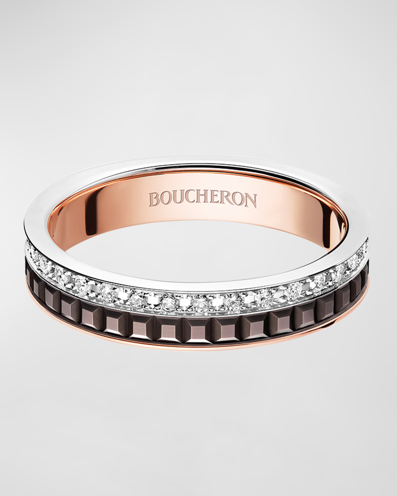 Boucheron 18kt White Gold Quatre Black Edition PVD and Diamond Ring