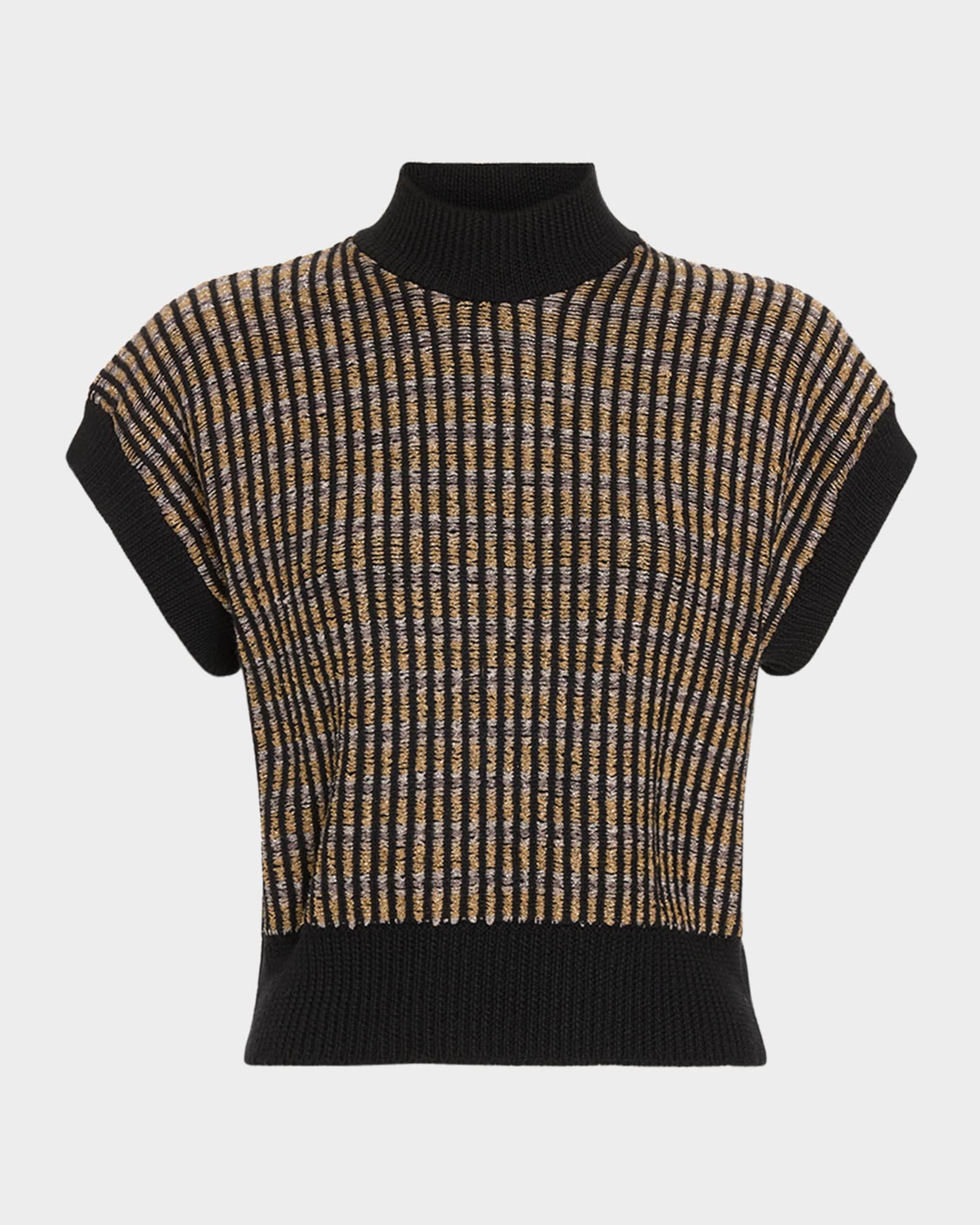 Ramy Brook Hannah Metallic Ribbed Knit Top | Neiman Marcus