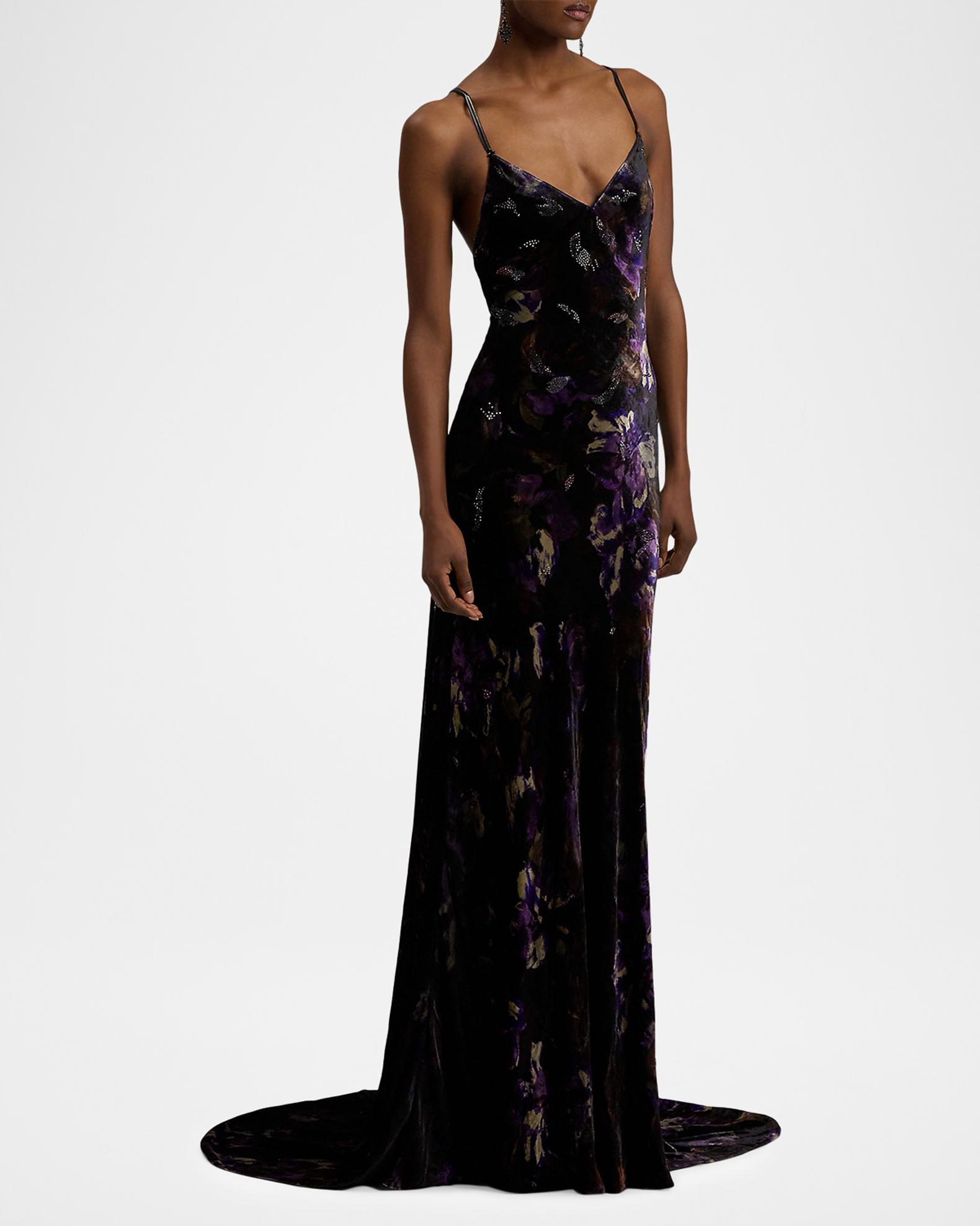 ralph lauren garden party dress Ralph Lauren Collection Shayna Garden Velvet Sleeveless Gown