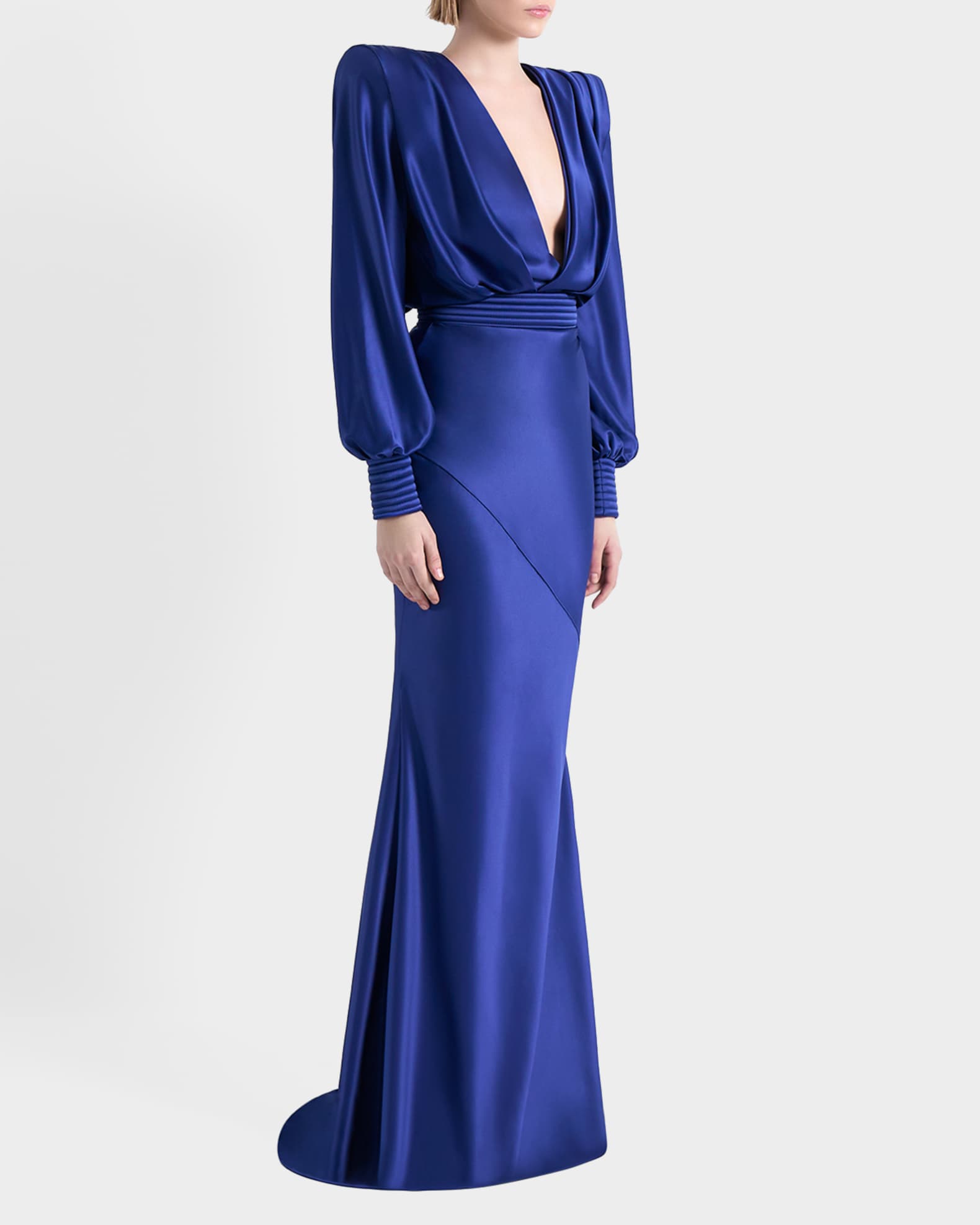 knee length dresses for ladies Bebe Women's Drape Front Sleeveless Satin Midi Dress main image 0