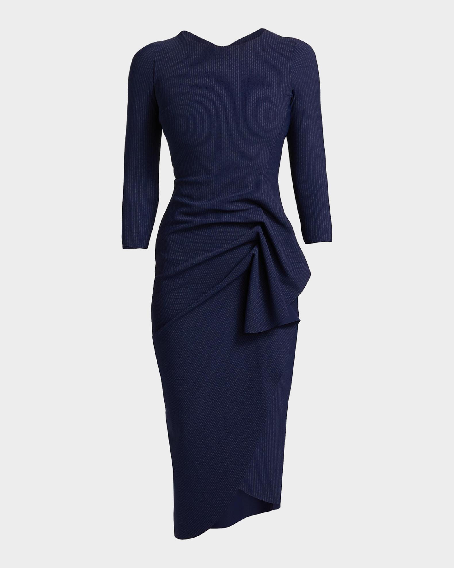 neiman marcus petite formal dresses Chiara Boni La Robe Women's Wang Ruffle Cocktail Dress - Shiny Pinstripe Collection:WK212025REPEAT