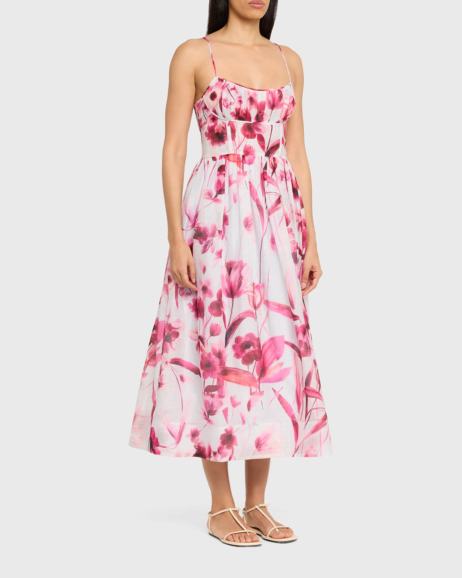 green emerald velvet dress Floral Midi Fit & Flare Dress | Fit and Flare main image 0
