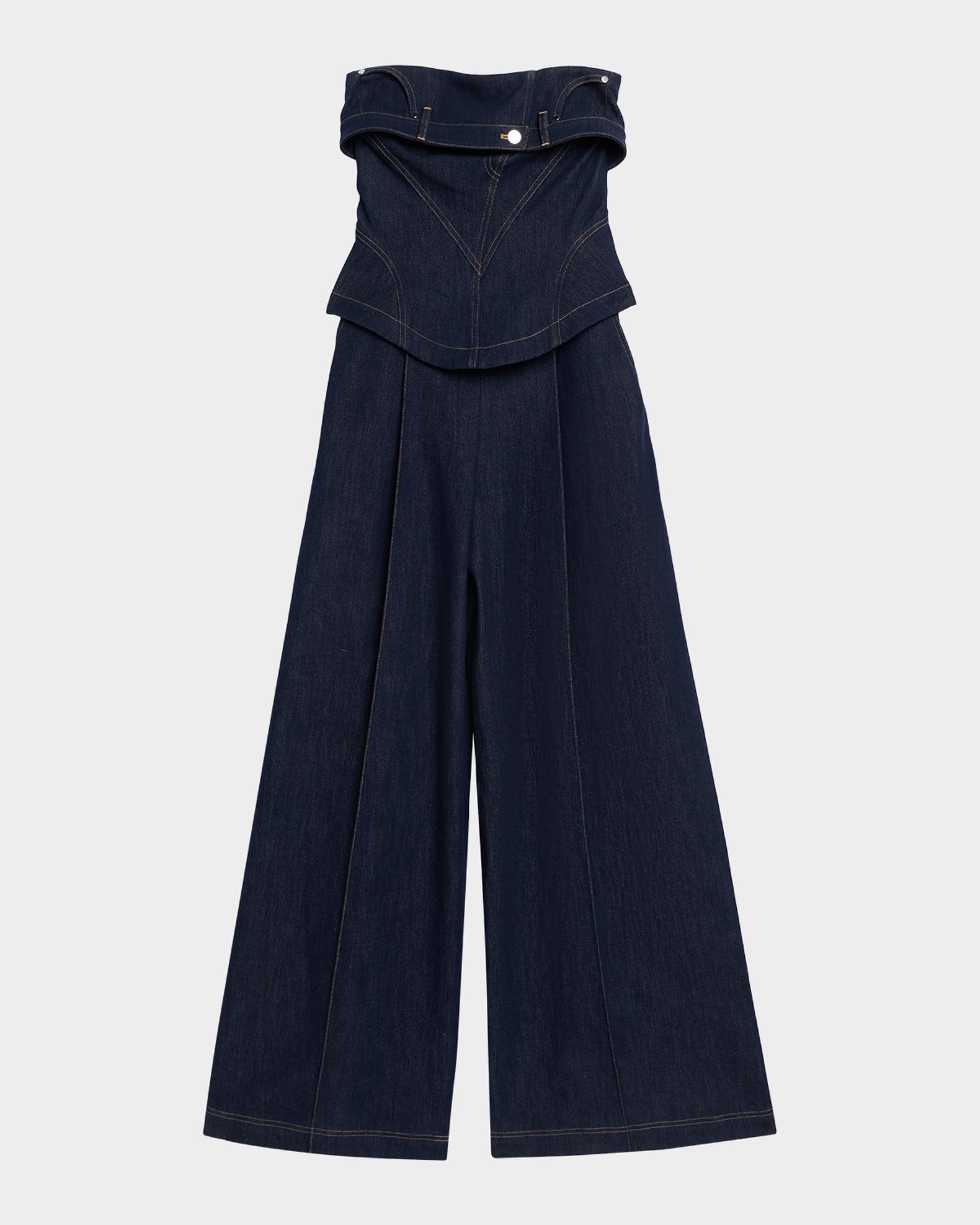 Et Ochs Jordan Strapless Corset Denim Jumpsuit | Neiman Marcus