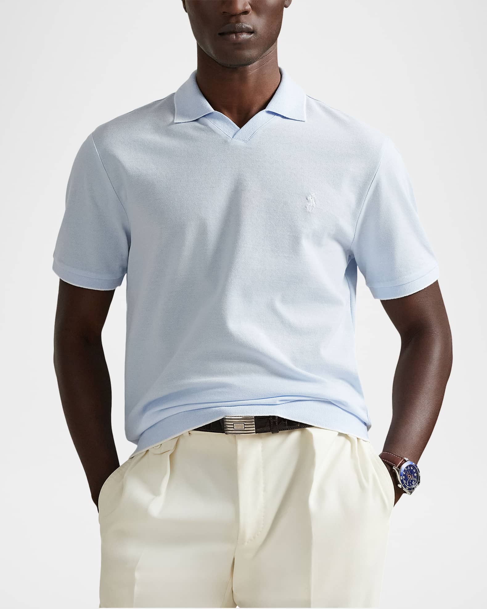 Men's Cotton Jacquard Pique Short-Sleeve Polo Shirt | Neiman Marcus
