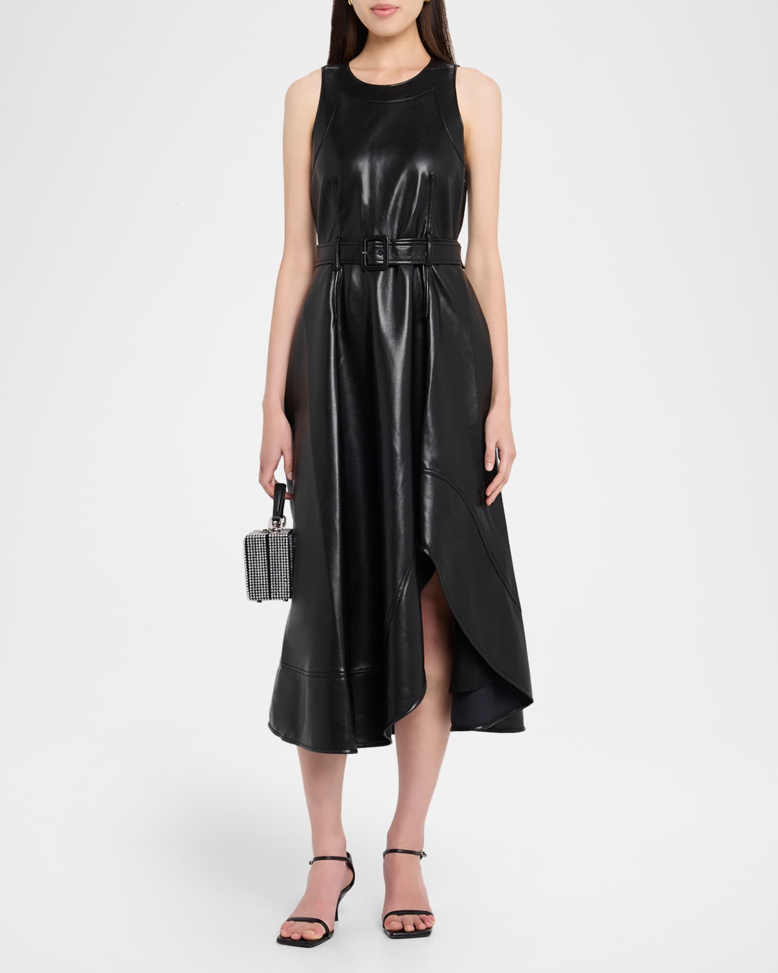 新品　seedleSs シードレス　リアルレザー ロングウオレット　BLACK Cinq a Sept Vegan Leather Zelda Midi Dress | Neiman Marcus