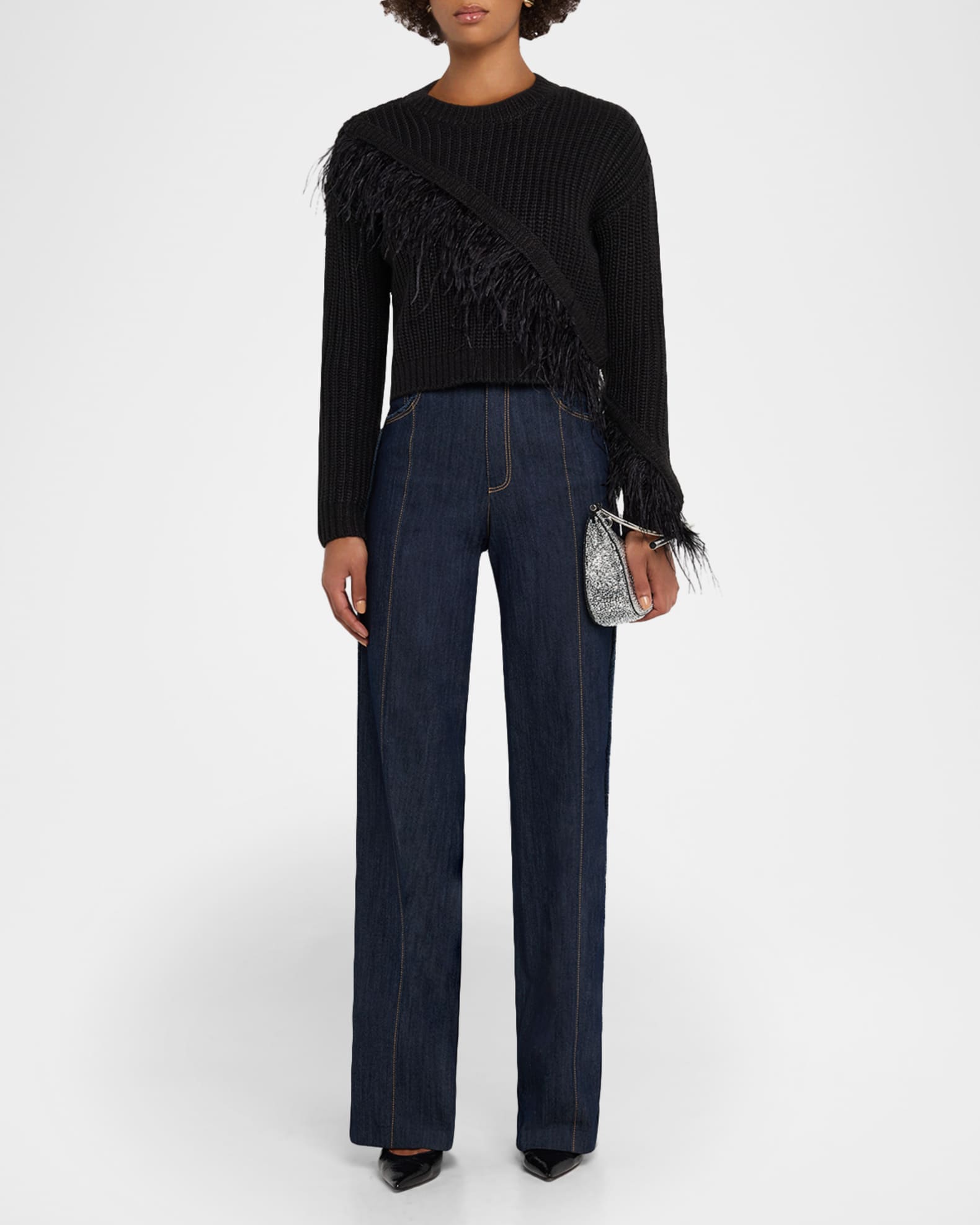 Cinq a Sept Kaelie Feathered Fringe Sweater | Neiman Marcus