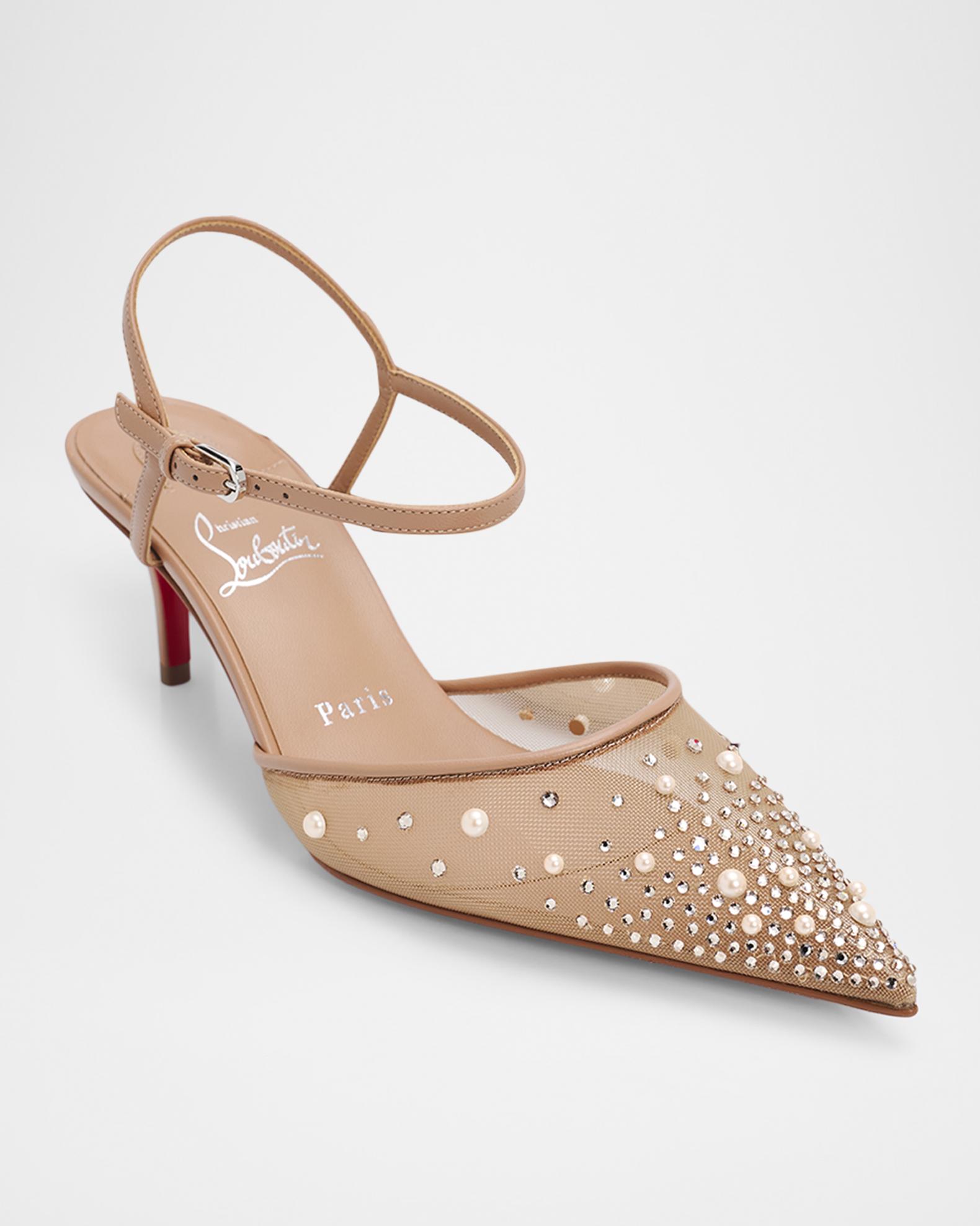Christian Louboutin 60mm Miss Z Riviera Strass Mesh Pumps | Neiman