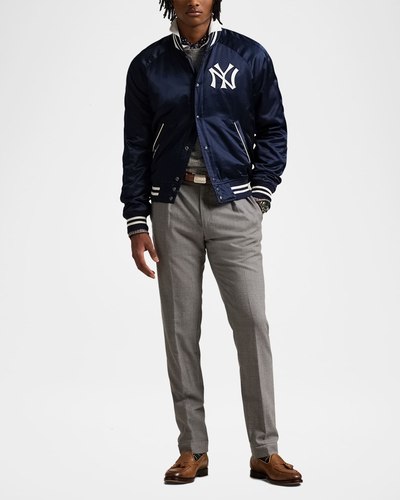 Polo Ralph Lauren x Yankees Men's Satin Bomber Jacket | Neiman Marcus