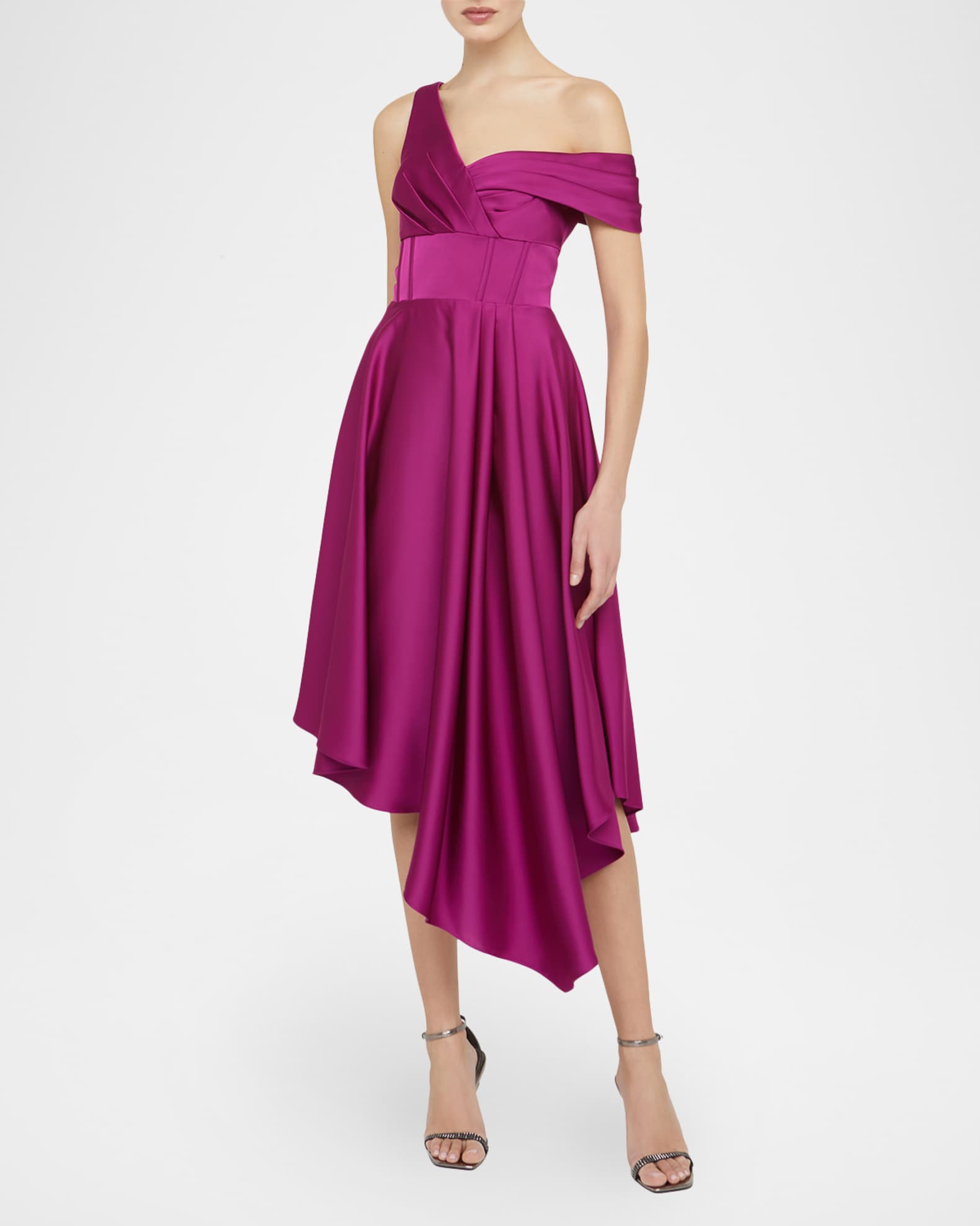 open lace back dress SATIN GATHER ONE SHOULDER DRESS | OLIVE  THIRD FORM