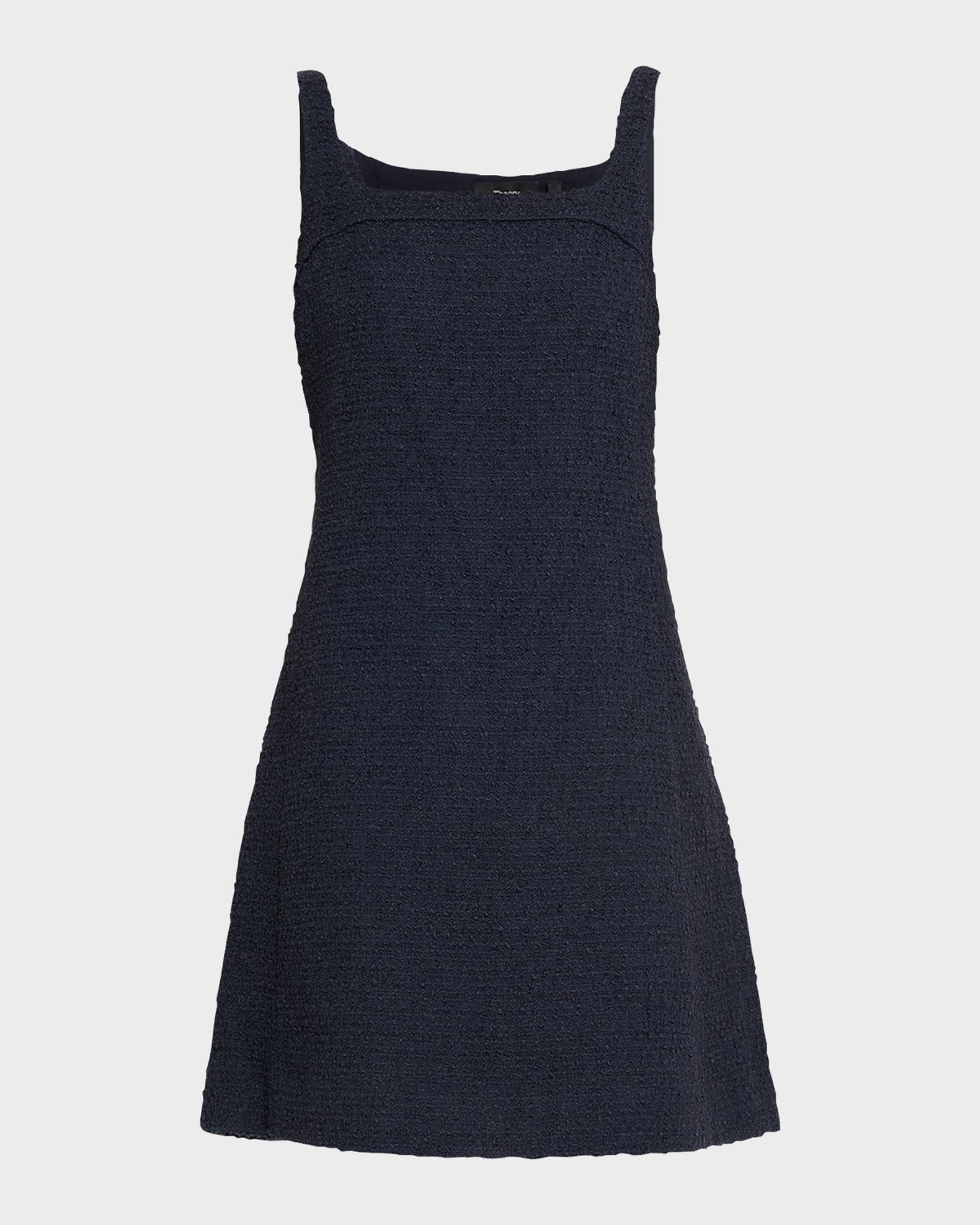 Theory Square-Neck Tweed Mini Dress | Neiman Marcus