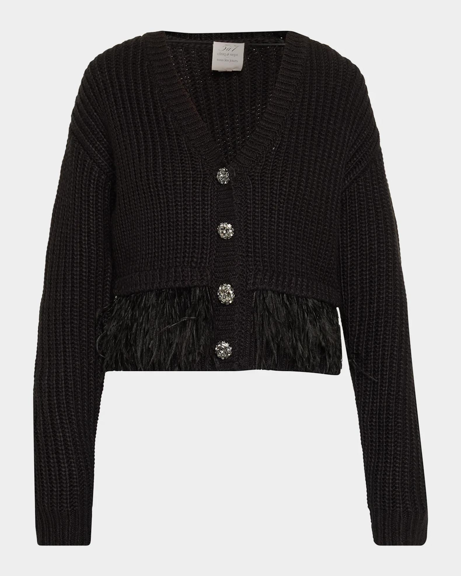 Cinq à Sept Krissi Feather-Trim Cardigan | Neiman Marcus