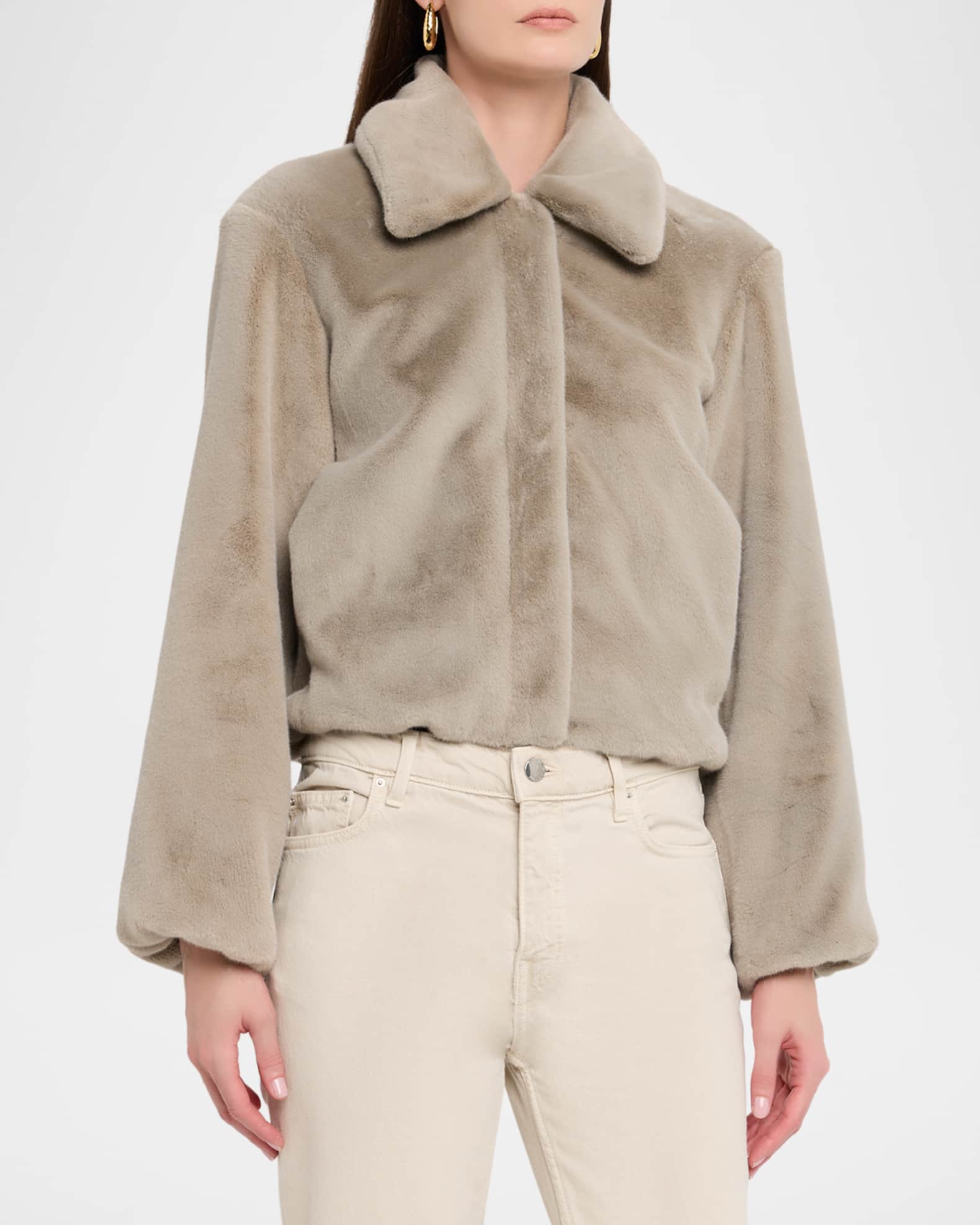 Theory Cropped Faux Fur Coat | Neiman Marcus