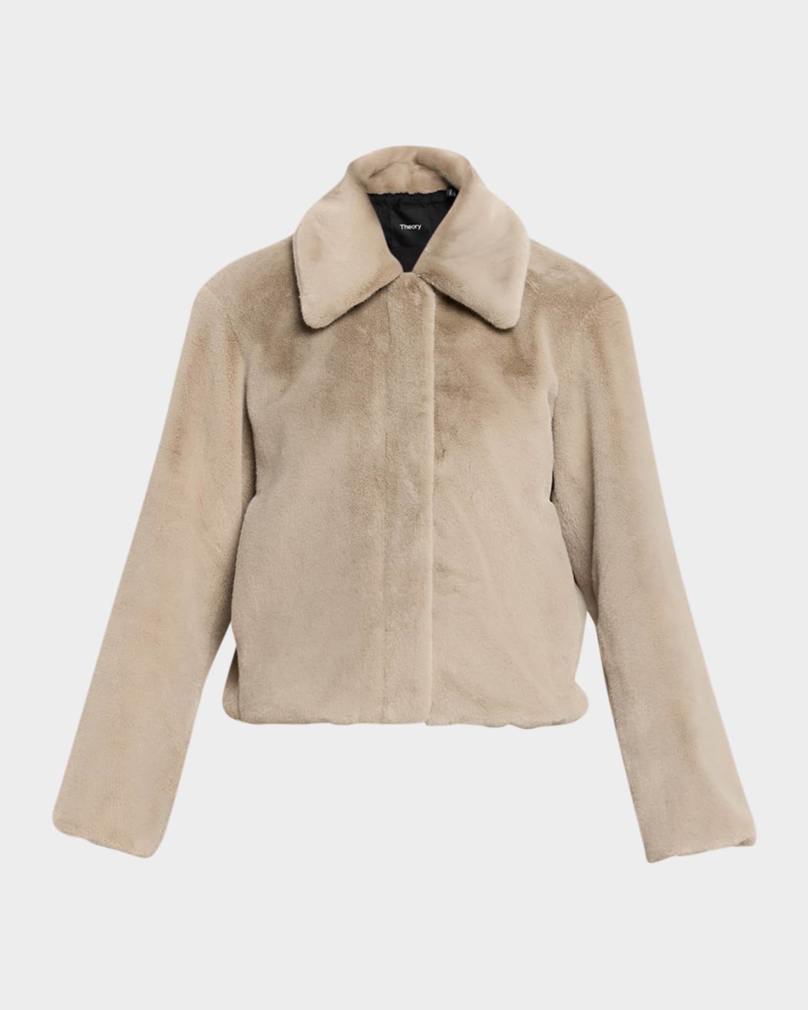 Theory Cropped Faux Fur Coat | Neiman Marcus