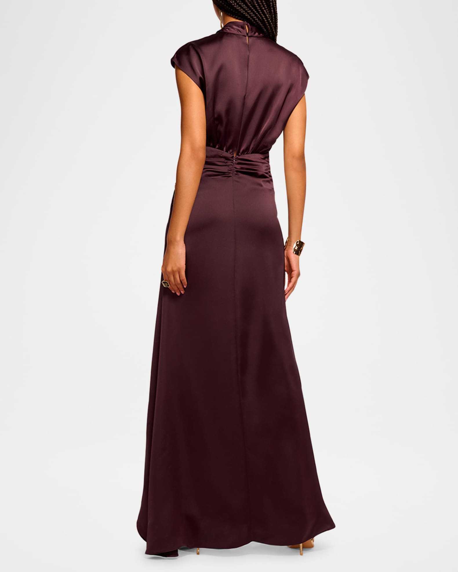 Catrin Draped Deep V-Neck Gown