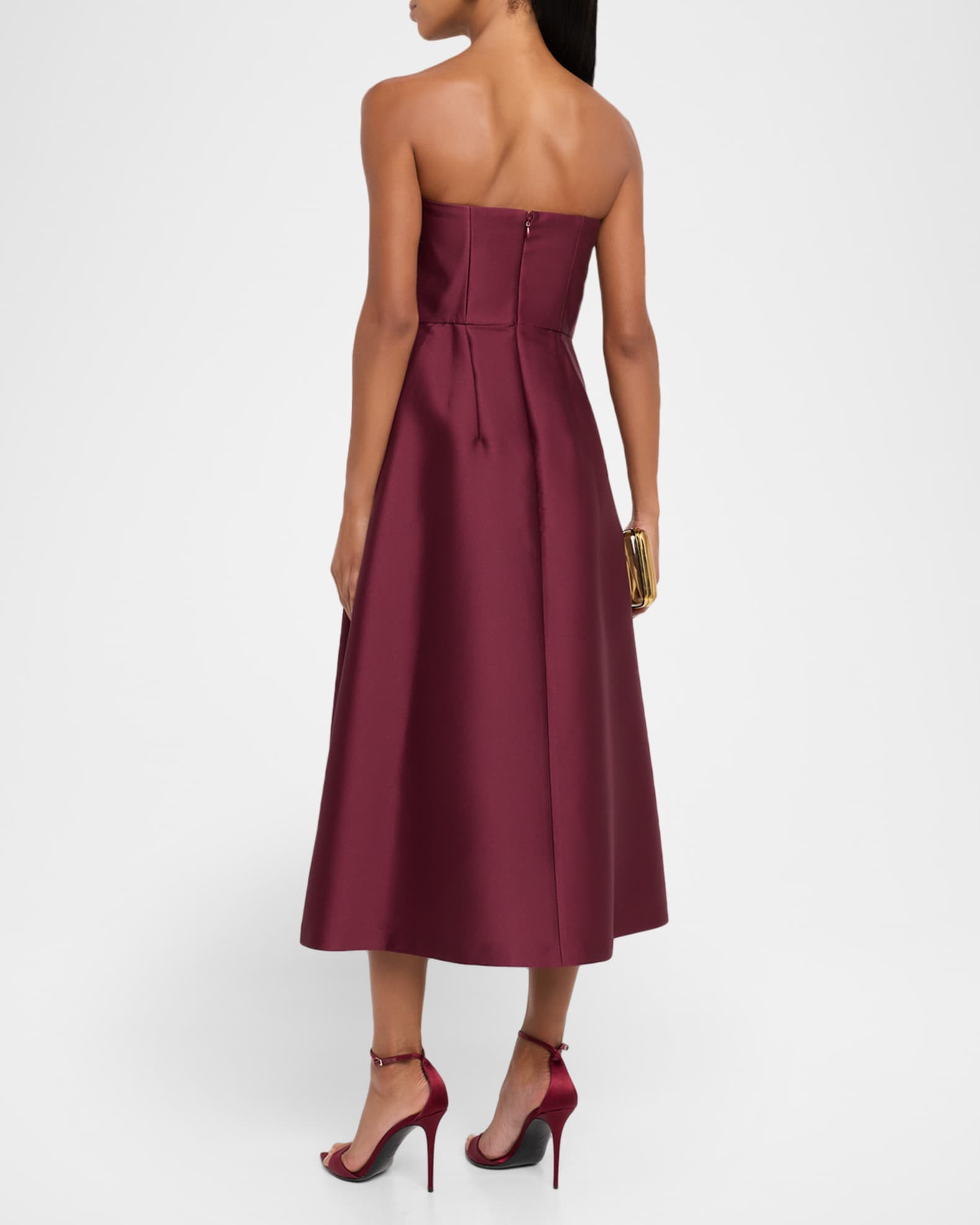 Sachin & Babi Shay Strapless Floral-Print Mikado Midi Dress | Neiman Marcus