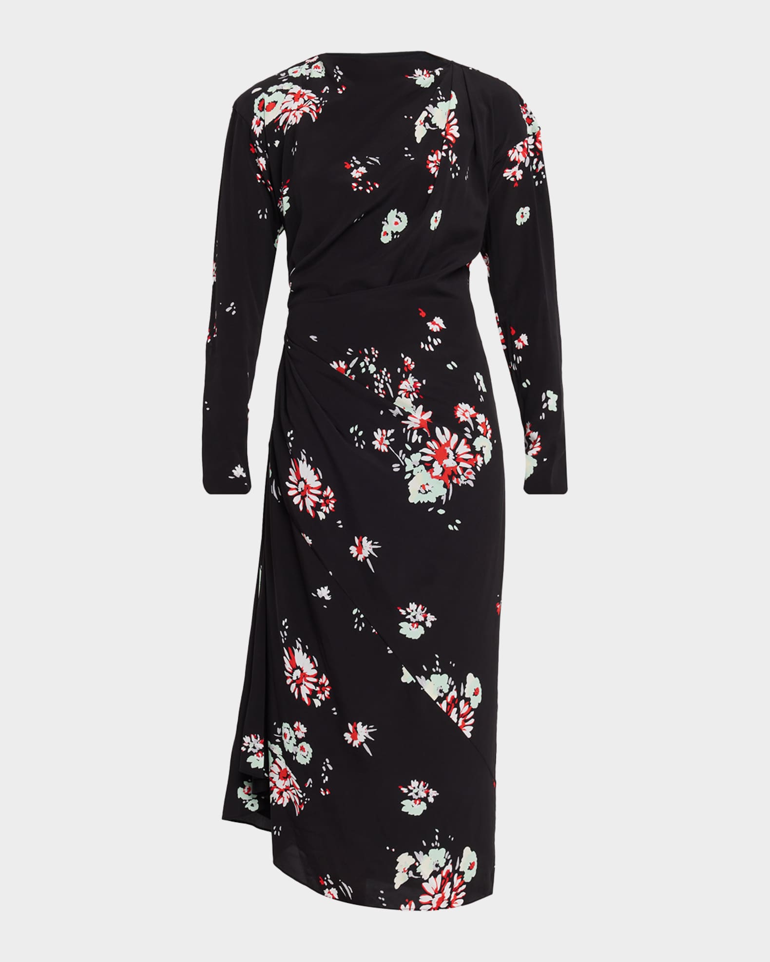 Proenza Schouler Trudie Floral Draped Long-Sleeve Dress | Neiman