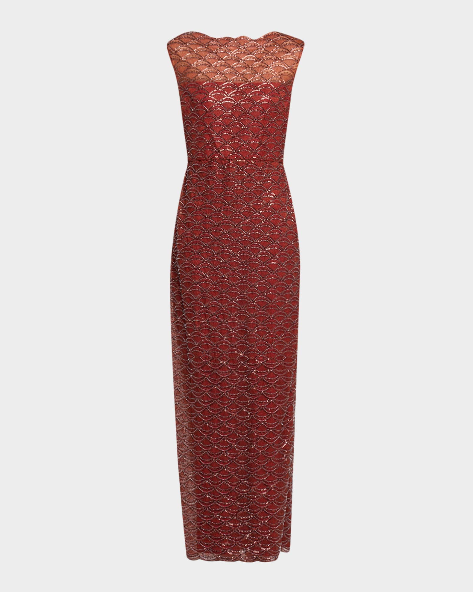 mock neck beaded column dress with t back Chic and Holland HF110566 Prom Dress - Nude main image 0