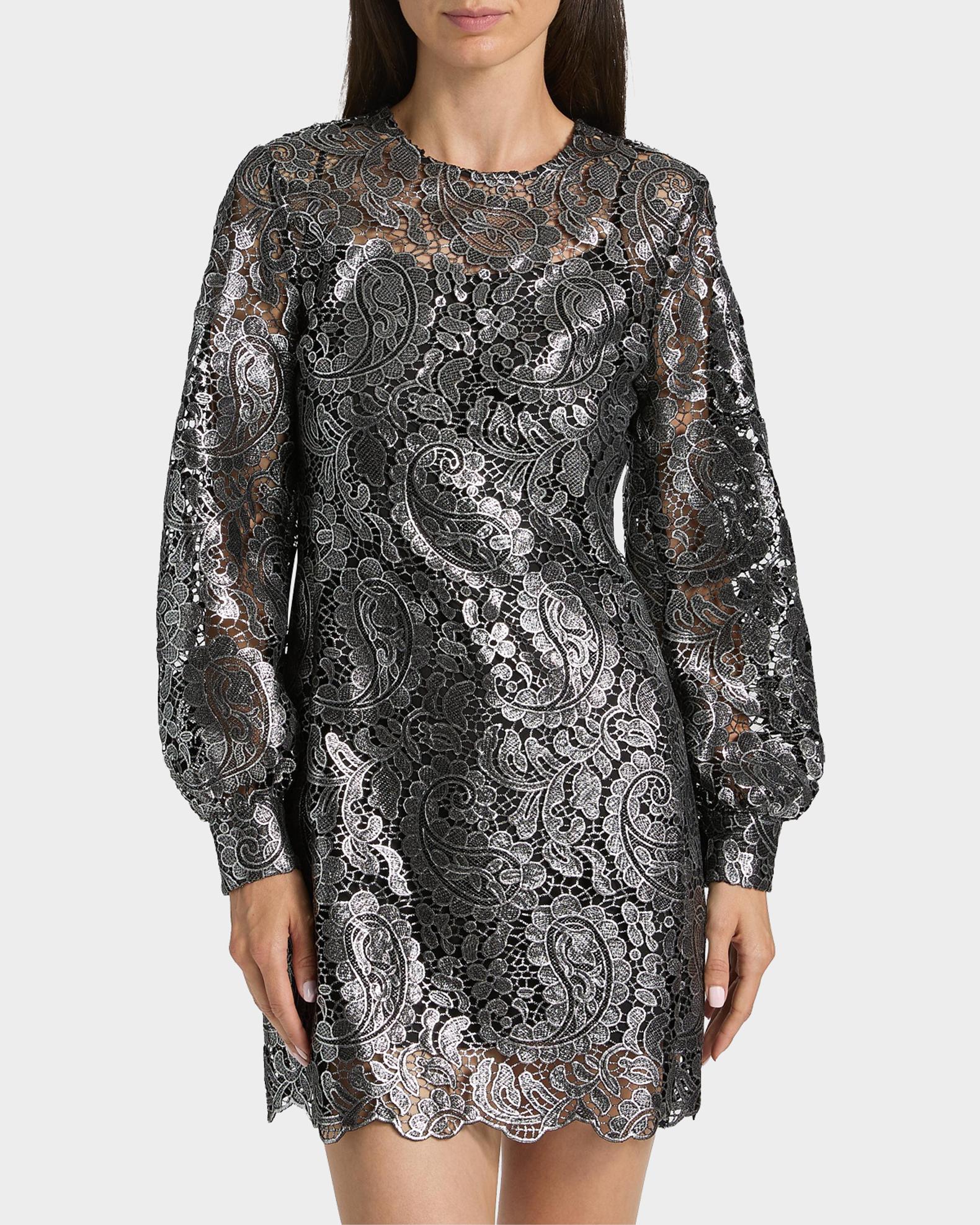 michael kors leather dress Michael Metallic Lace Long-Sleeve Mini graduationdresses