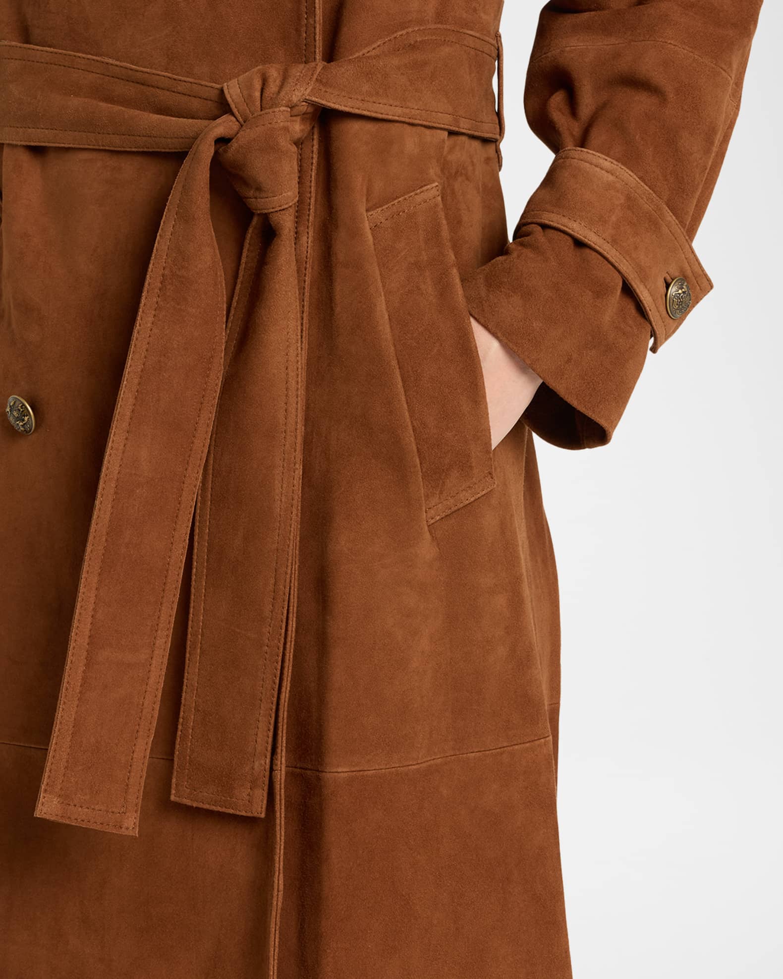 Kobi Halperin Johnny Suede Double-Breasted Coat | Neiman Marcus